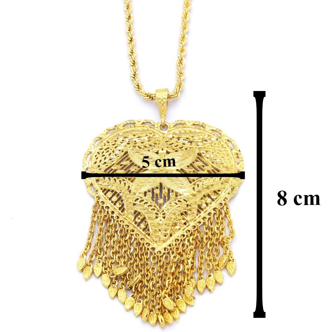 Altın Kaplama Hint İşi Kalpli Kadın Kolye 60 cm KLY-472