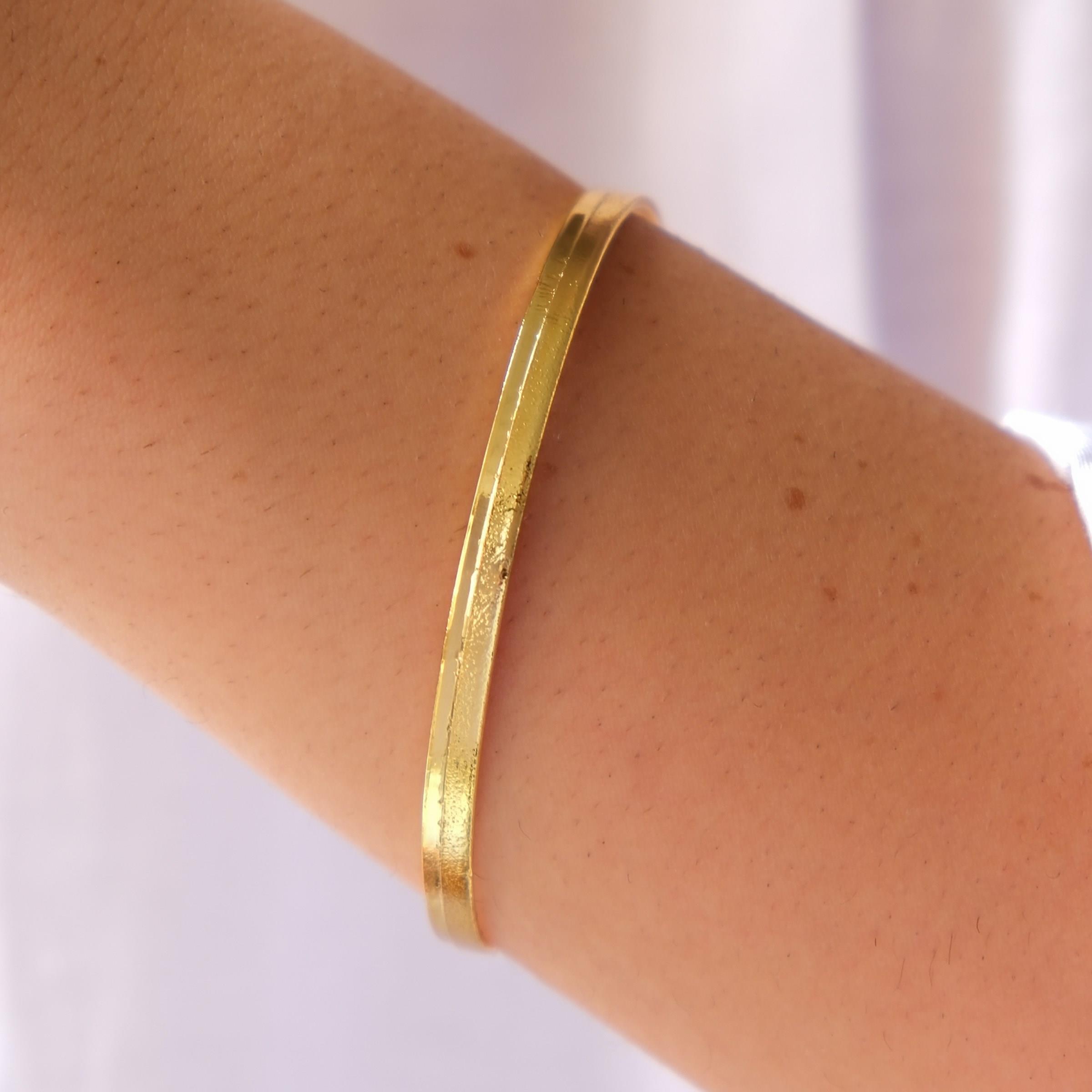 Altın Kaplama İmitasyon 4mm Simli Kibrit Çöpü Bilezik BLZ-3121