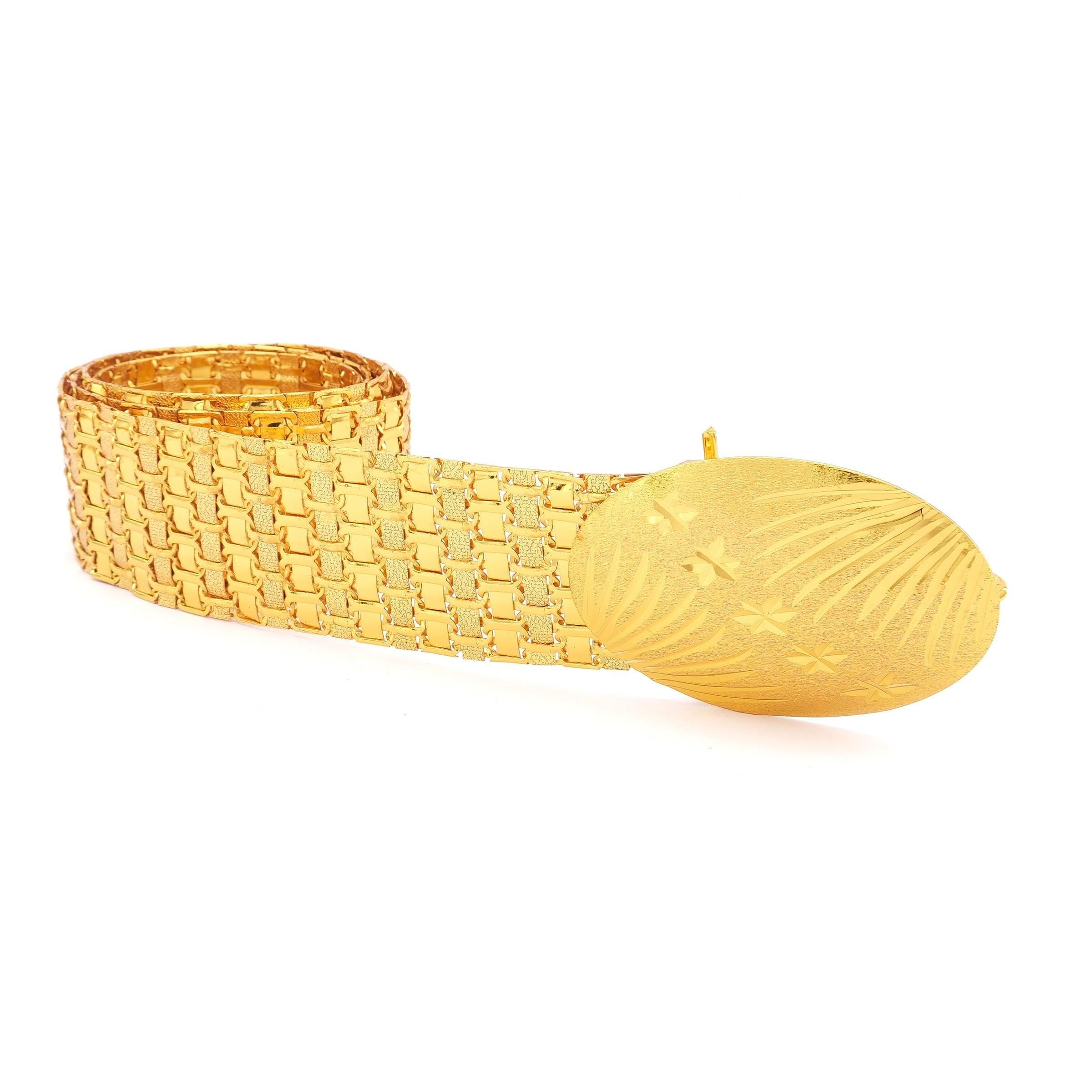 Altın Kaplama Kemer Çiçek Desen Tokalı Model-KMR-112