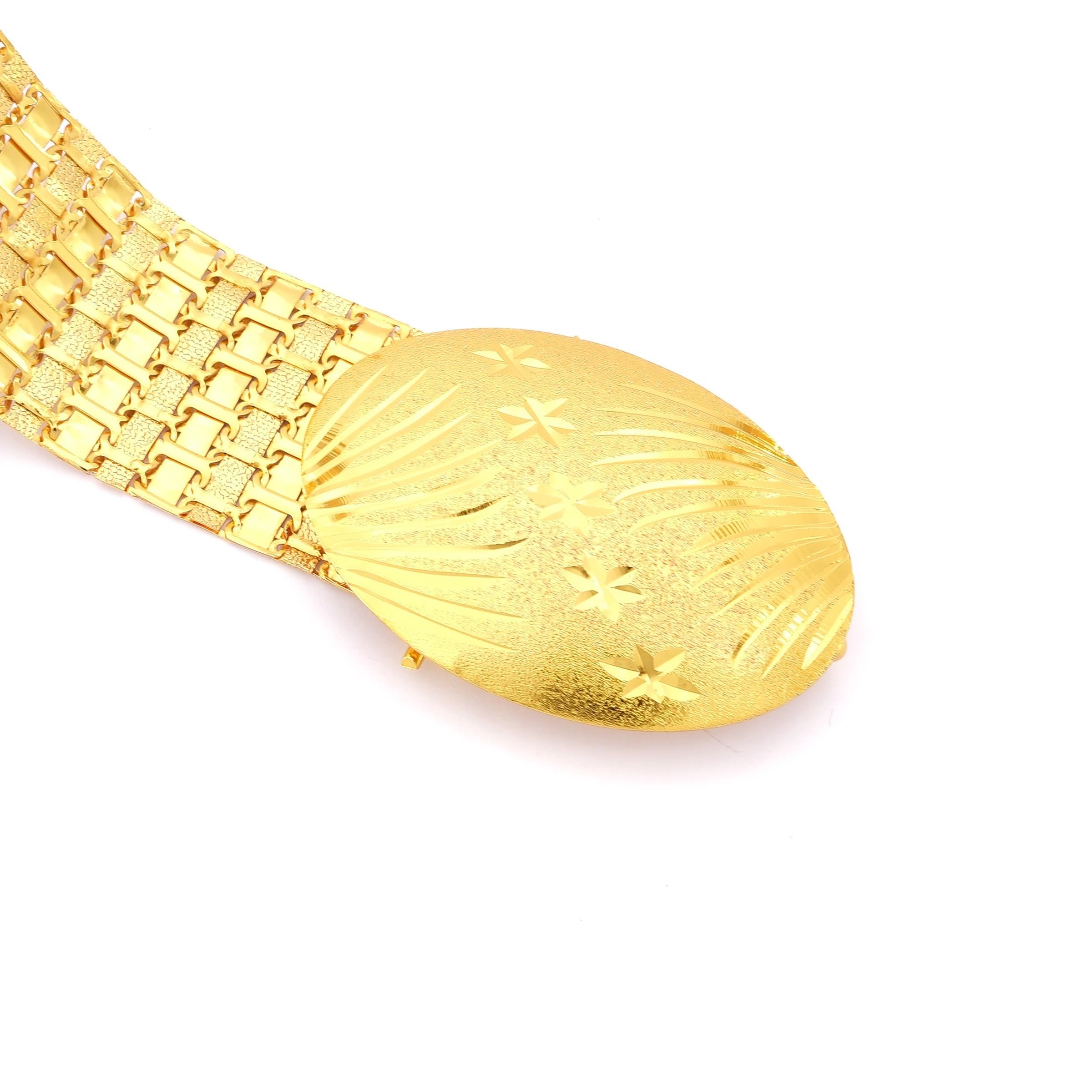 Altın Kaplama Kemer Çiçek Desen Tokalı Model-KMR-112