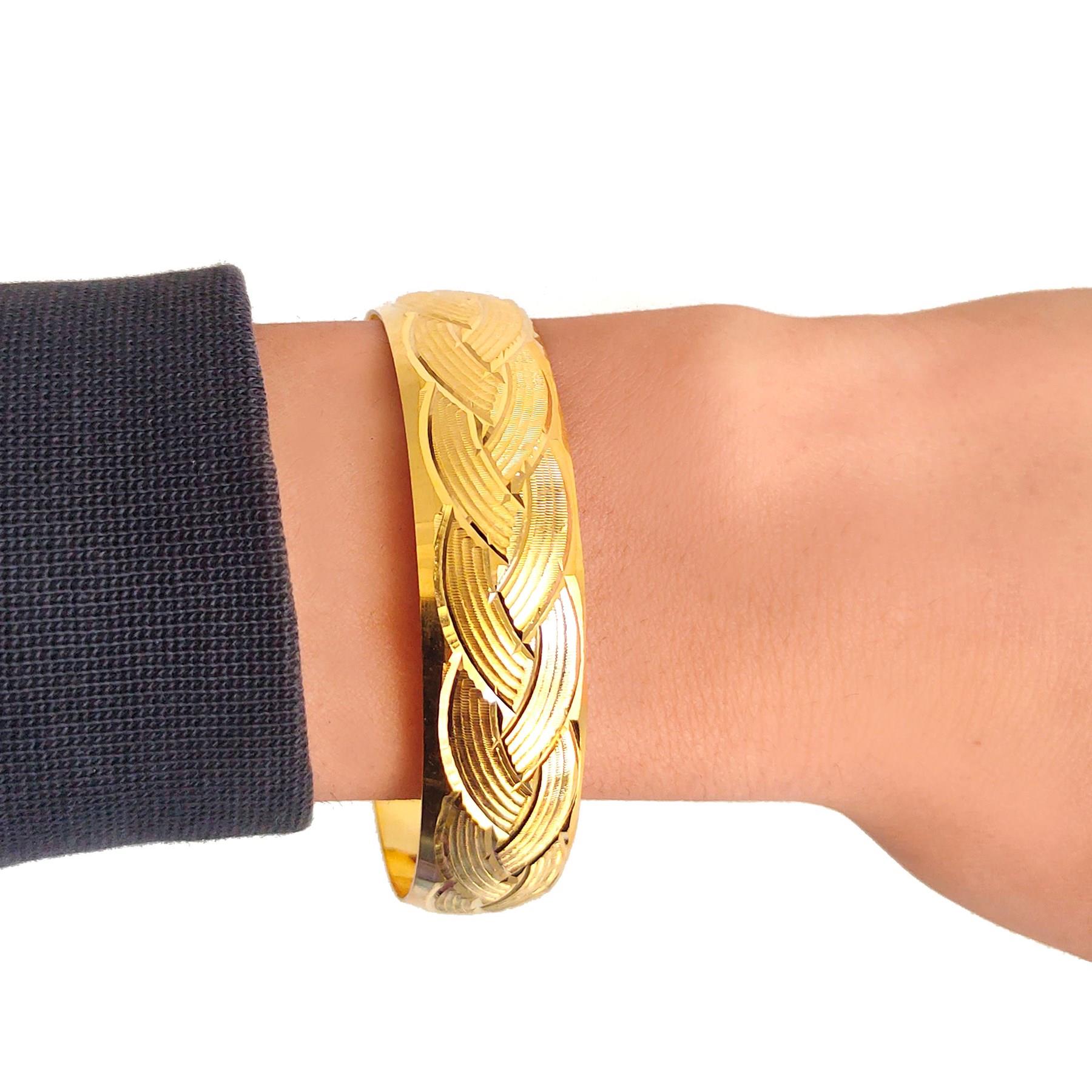 Altın Kaplama Örgü Model İmitasyon Bilezik 1.5 cm BLZ-1295