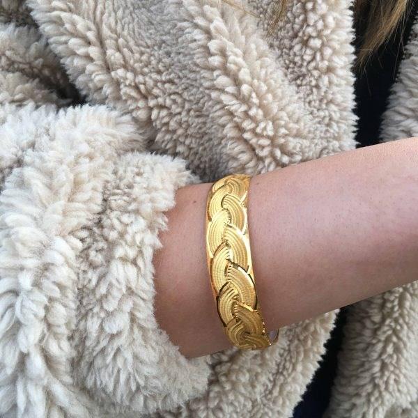 Altın Kaplama Örgü Model İmitasyon Bilezik 1.5 cm BLZ-1295