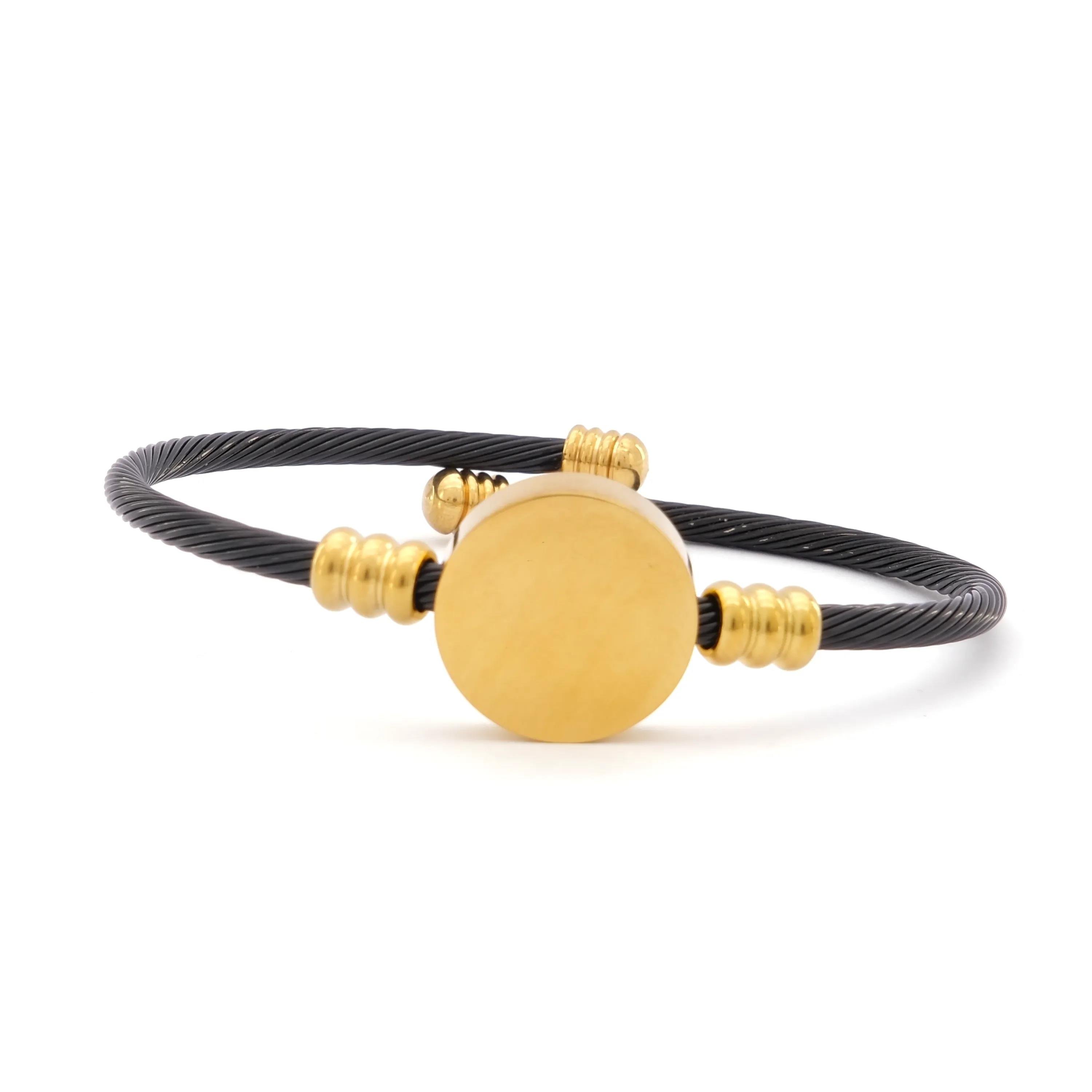 Altın Kaplama Siyah Erkek Bileklik EBLK-356