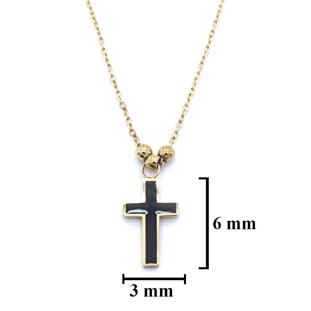 Altın Kaplama Siyah Hac İşaretli Erkek Kolye 50 cm EKLY-102