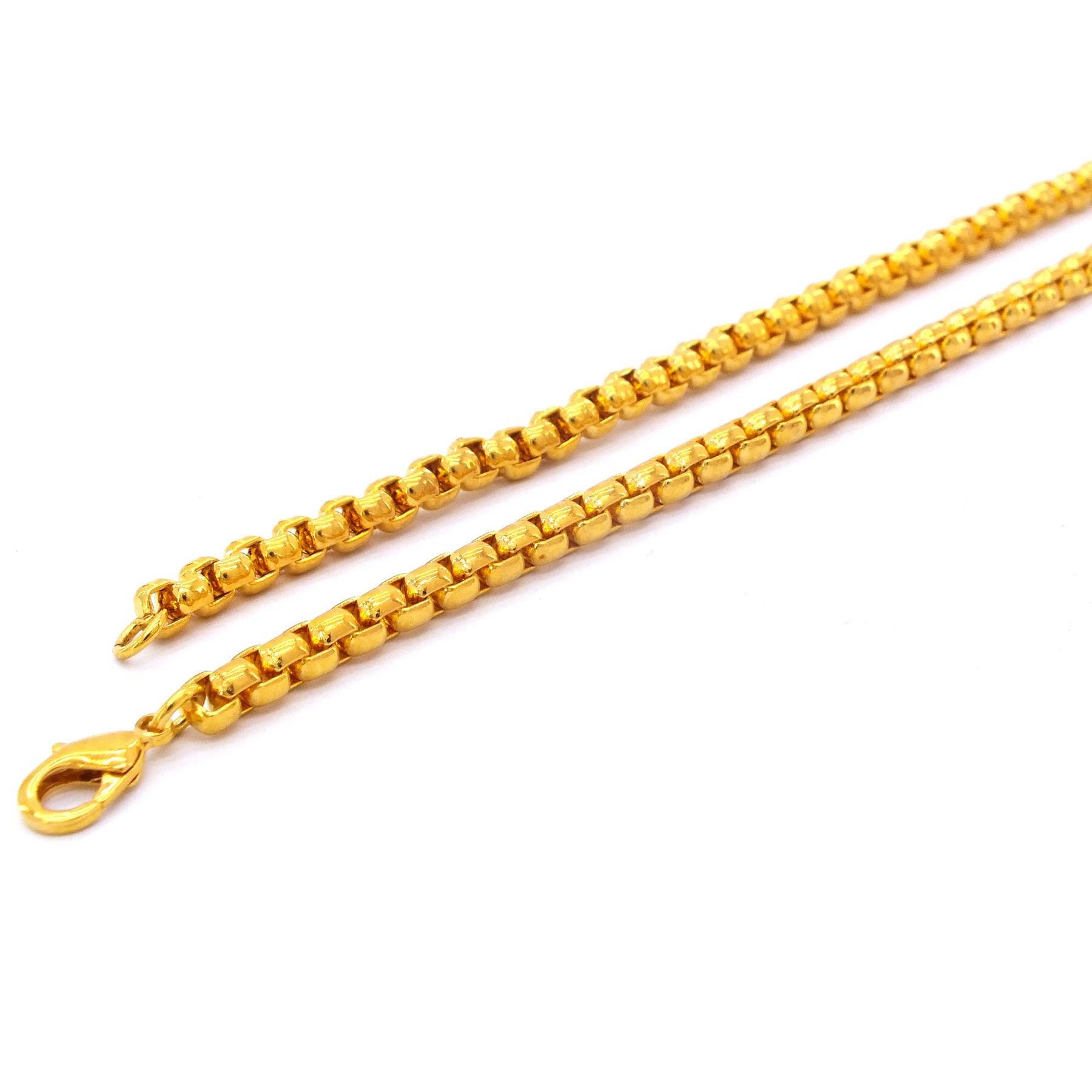 Altın Kaplama Unisex Geçişli Zincir 3.5 mm 60 cm ZN-197
