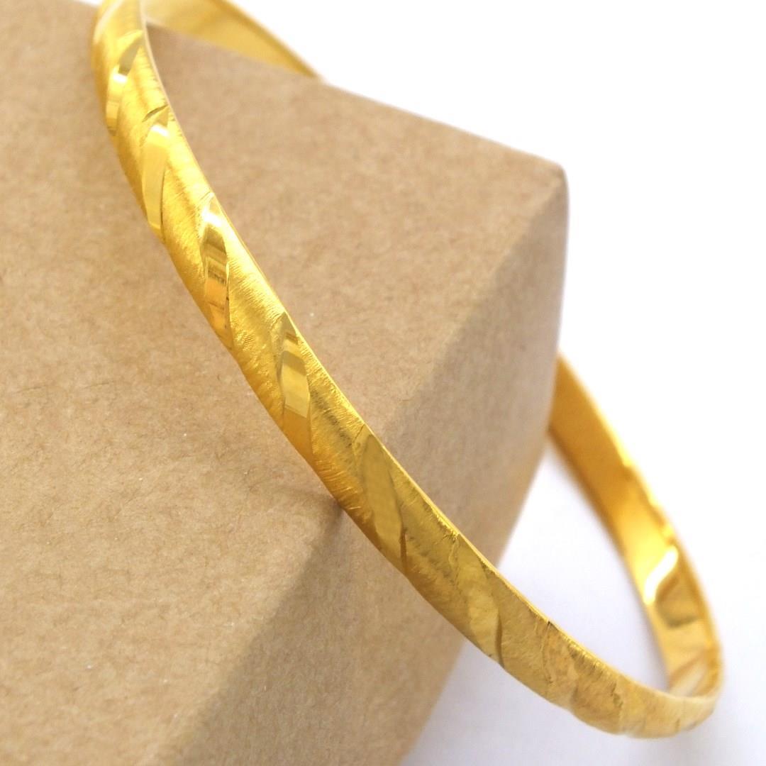 Altın Kaplama Yan Çizgili 5 mm Bilezik BLZ-3059