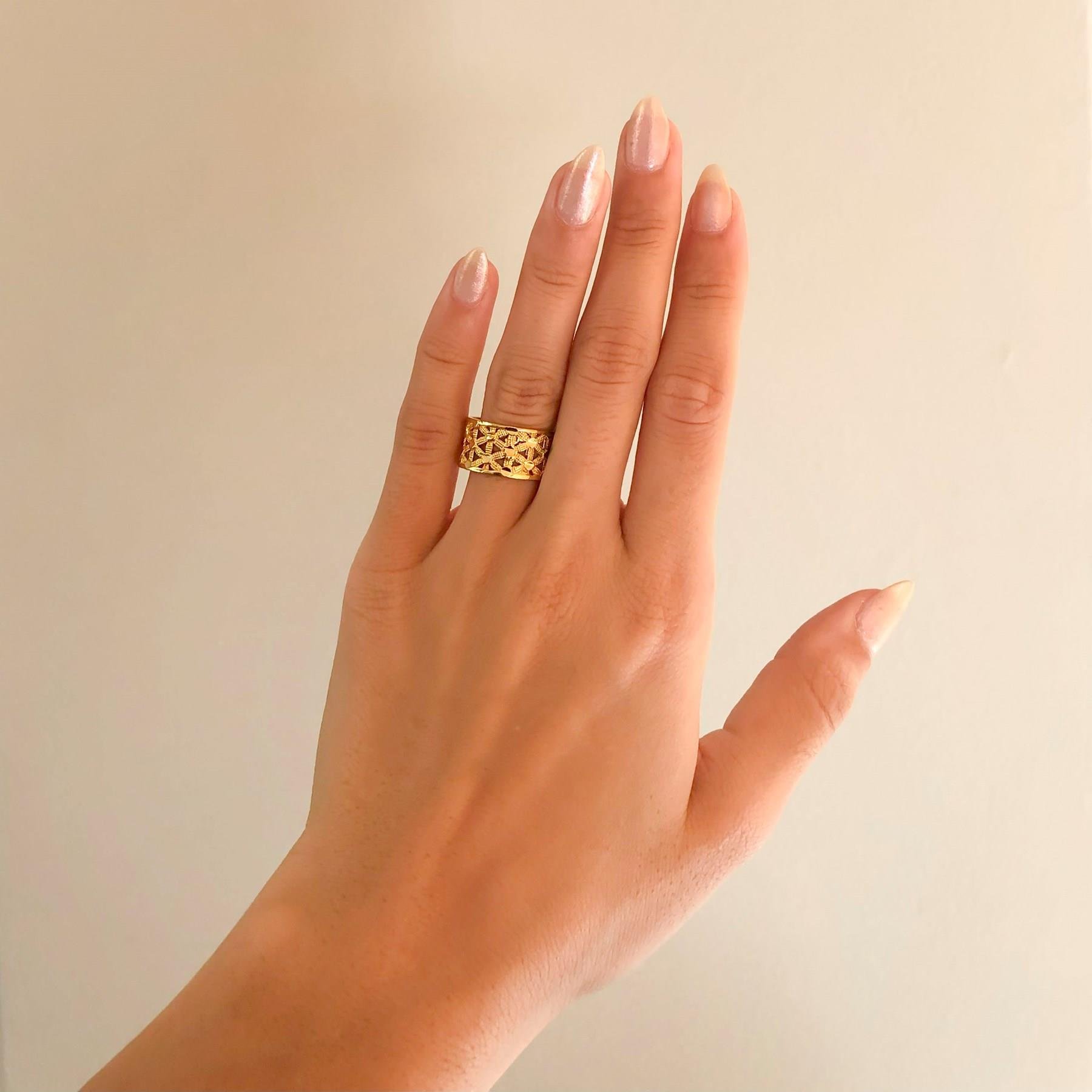 Altın Kaplama Yüzük Desenli YZK-415