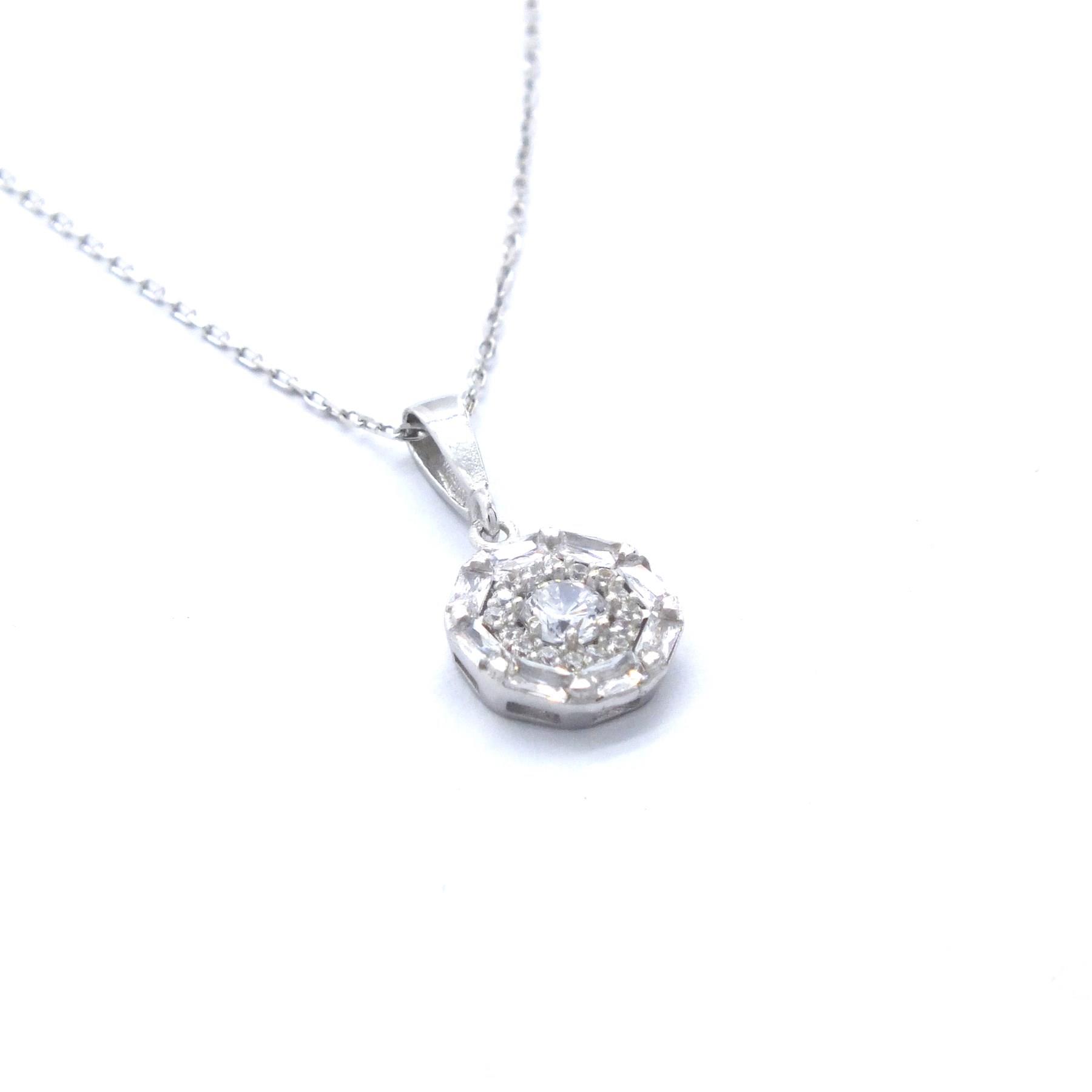 Baget Zirkon Taşlı Gümüş Kadın Kolye GK-149