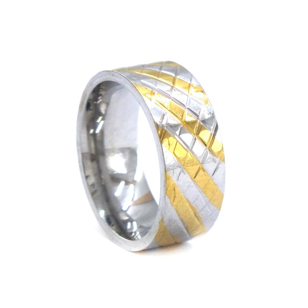 Çelik Alyans Yüzük Altın Kaplama Baklava Model YZK-380