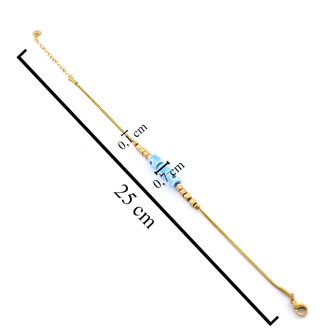 Çelik Halhal Altın Kaplama 3'lü Nazar Boncuklu Model HAL-182