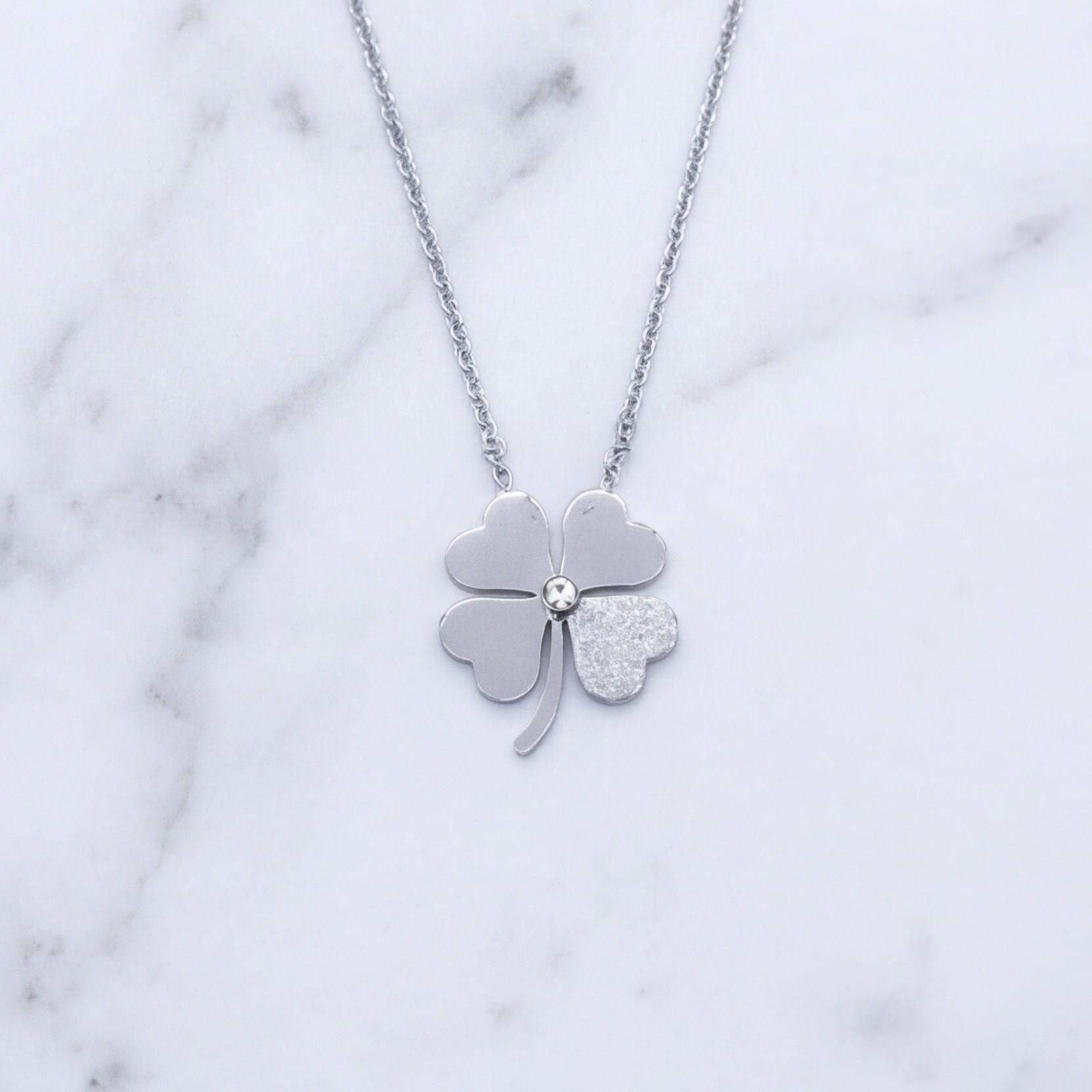 Çelik Kolye, Yonca Kolye, Paslanmaz Çelik Kadın Kolye KLY-352