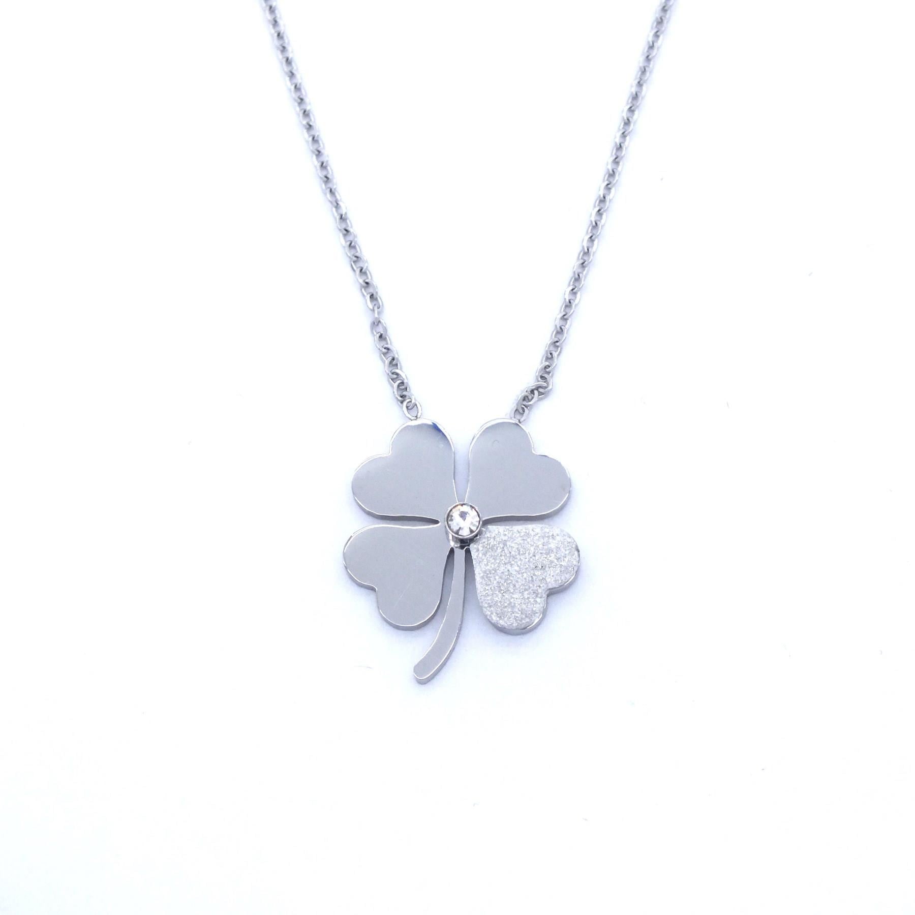 Çelik Kolye, Yonca Kolye, Paslanmaz Çelik Kadın Kolye KLY-352