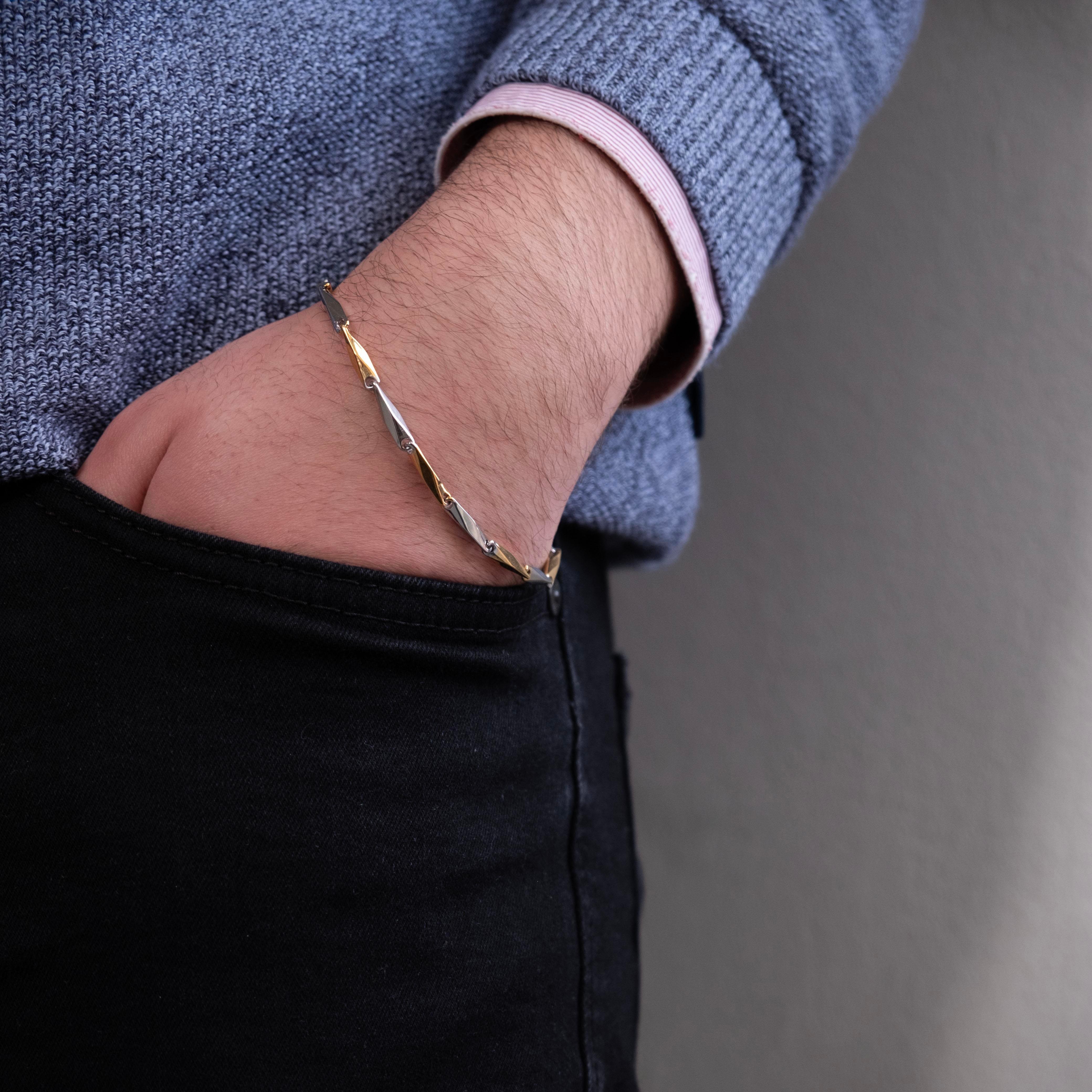 Çift Renkli Çelik Erkek Bilekliği EBLK-504