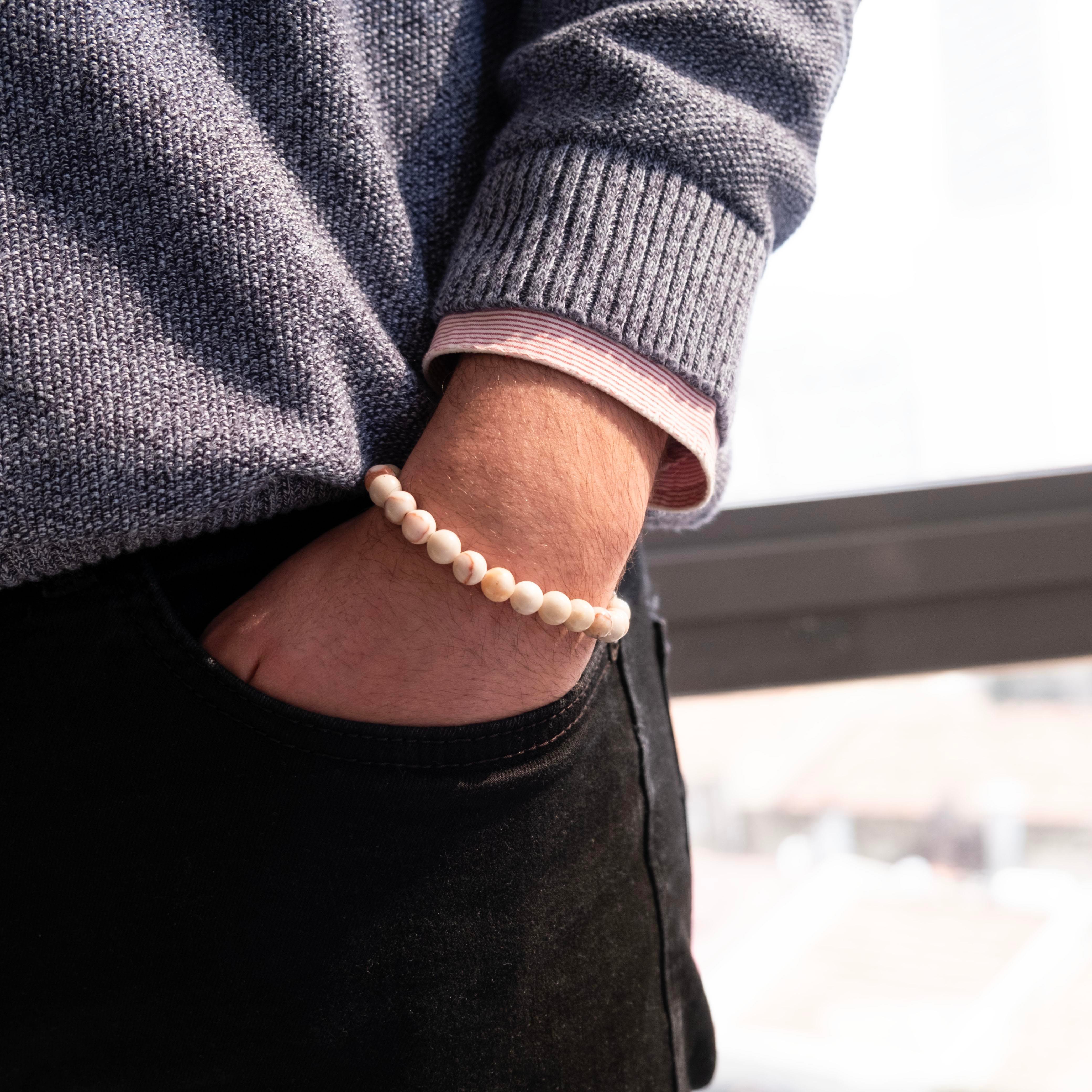 Damarlı Akik Doğal Taş Erkek Bileklik EBLK-473