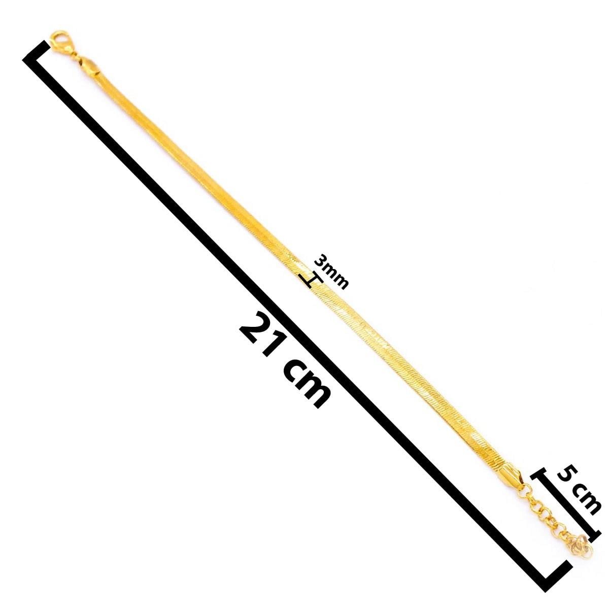 Ferizz Altın Kaplama İnce Zarif İtalyan Model Bayan Bileklik-18cm-21.8cm Boy