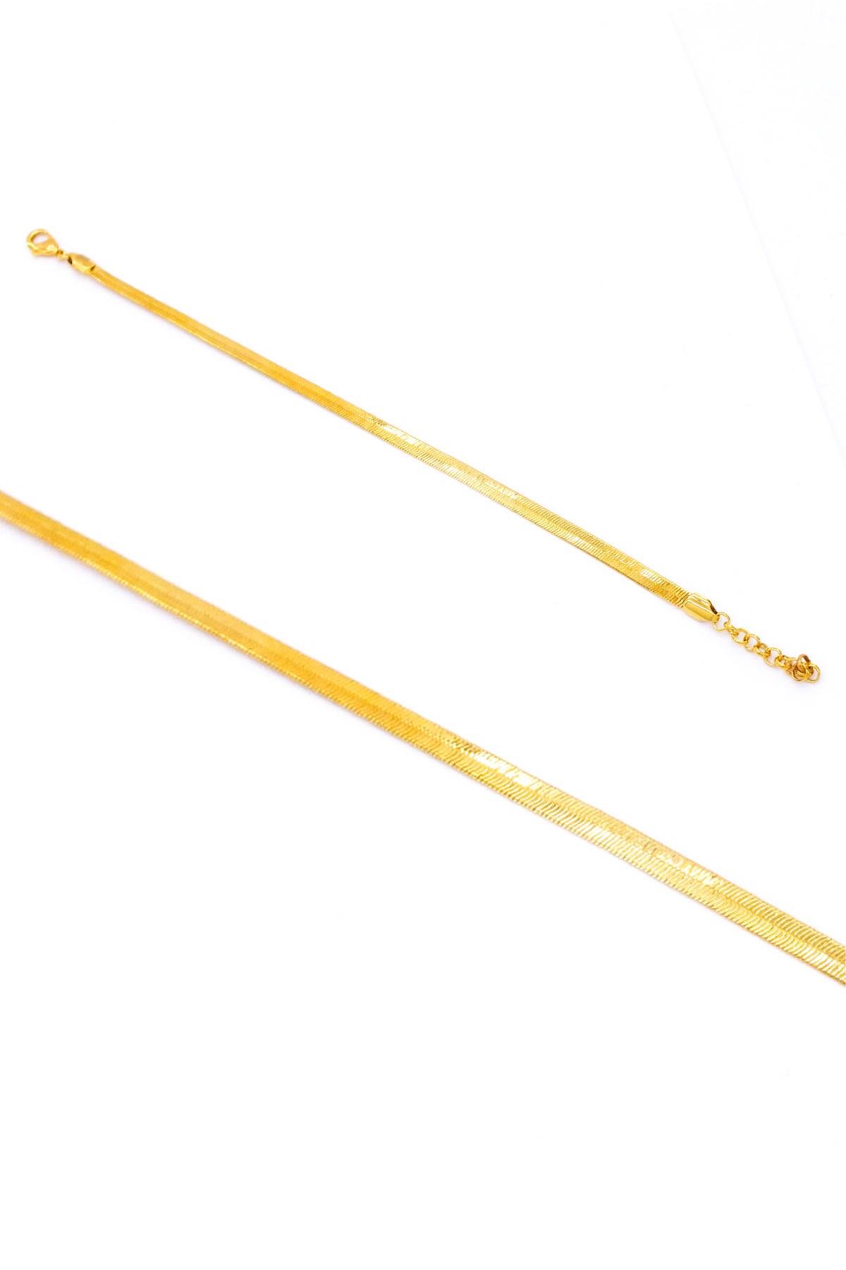 Ferizz Altın Kaplama İnce Zarif İtalyan Model Bayan Bileklik-18cm-21.8cm Boy