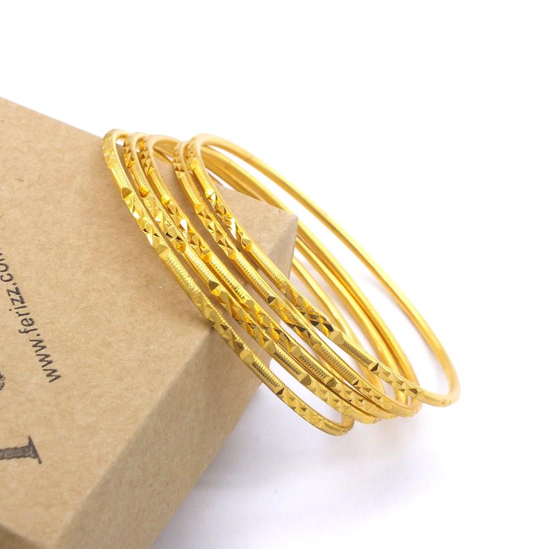 İmitasyon Ajda Bilezik Desenli Model Altın Kaplama  - 5 Adet BSET-122