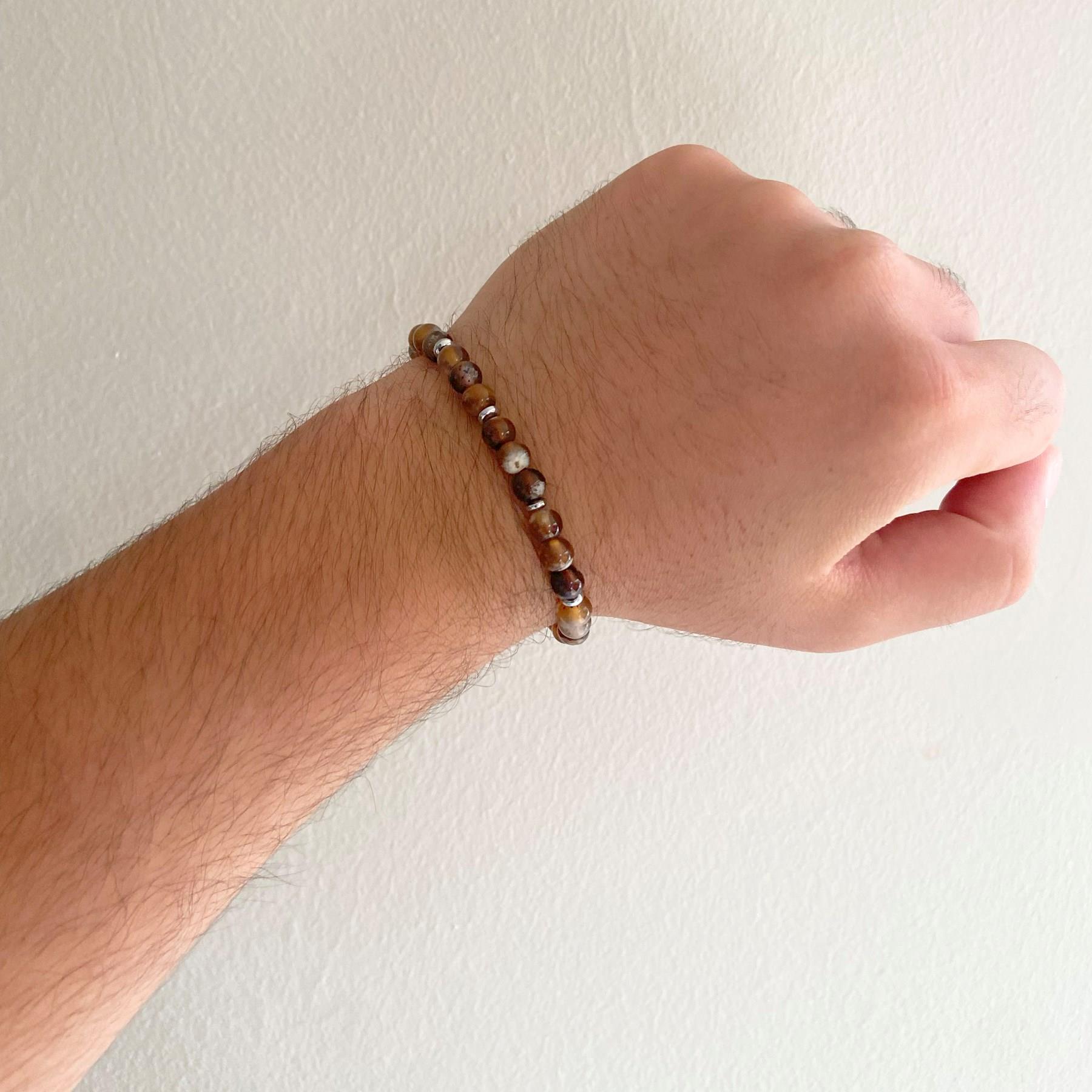 Kahverengi Kaplangözü Doğal Taş Erkek Bileklik EBLK-401