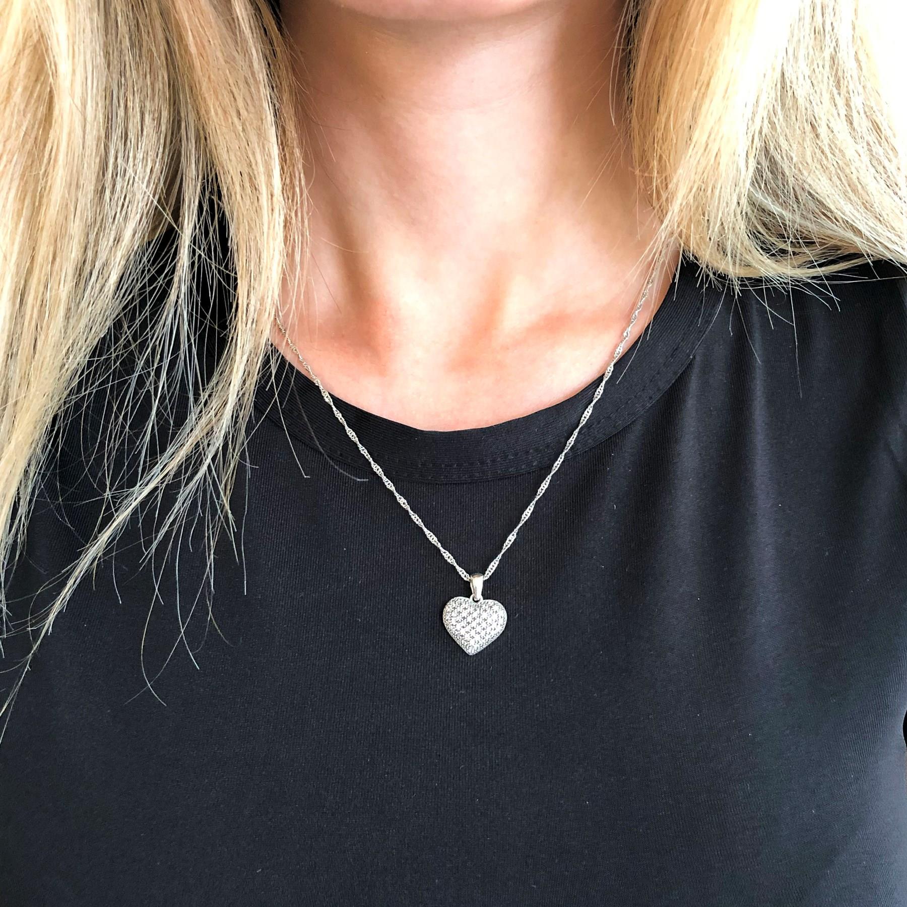 Kalpli Zirkon Taşlı Gümüş Kolye GK-158