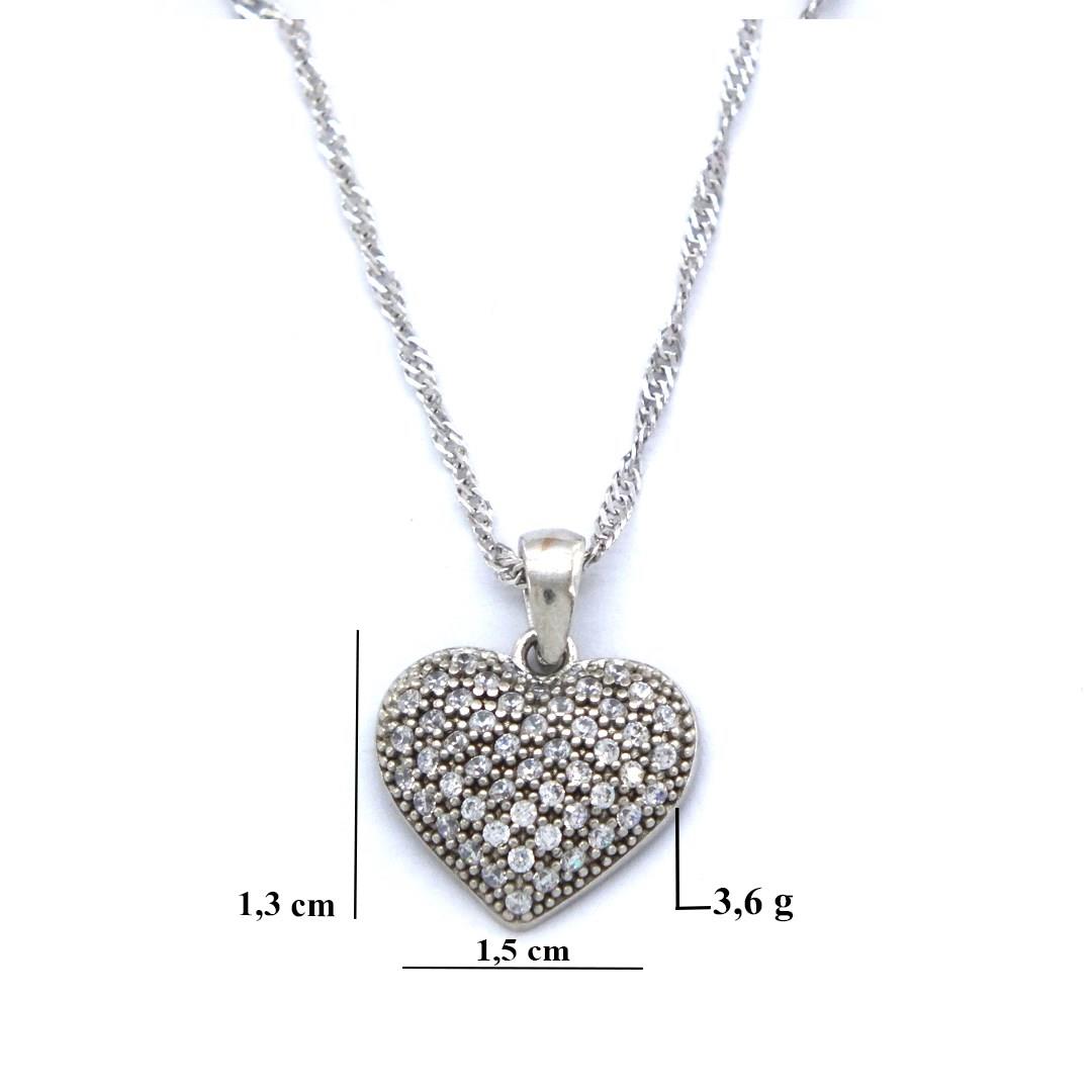 Kalpli Zirkon Taşlı Gümüş Kolye GK-158