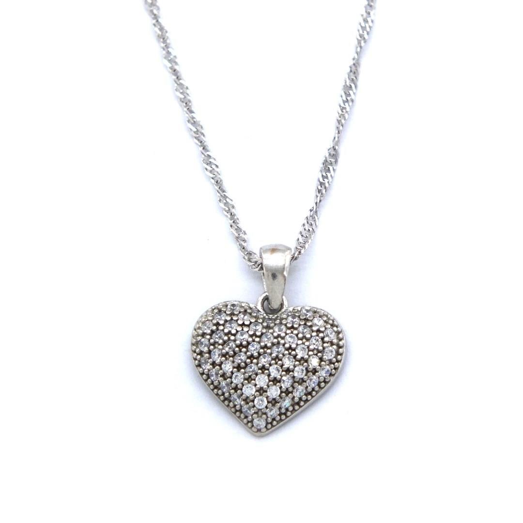 Kalpli Zirkon Taşlı Gümüş Kolye GK-158