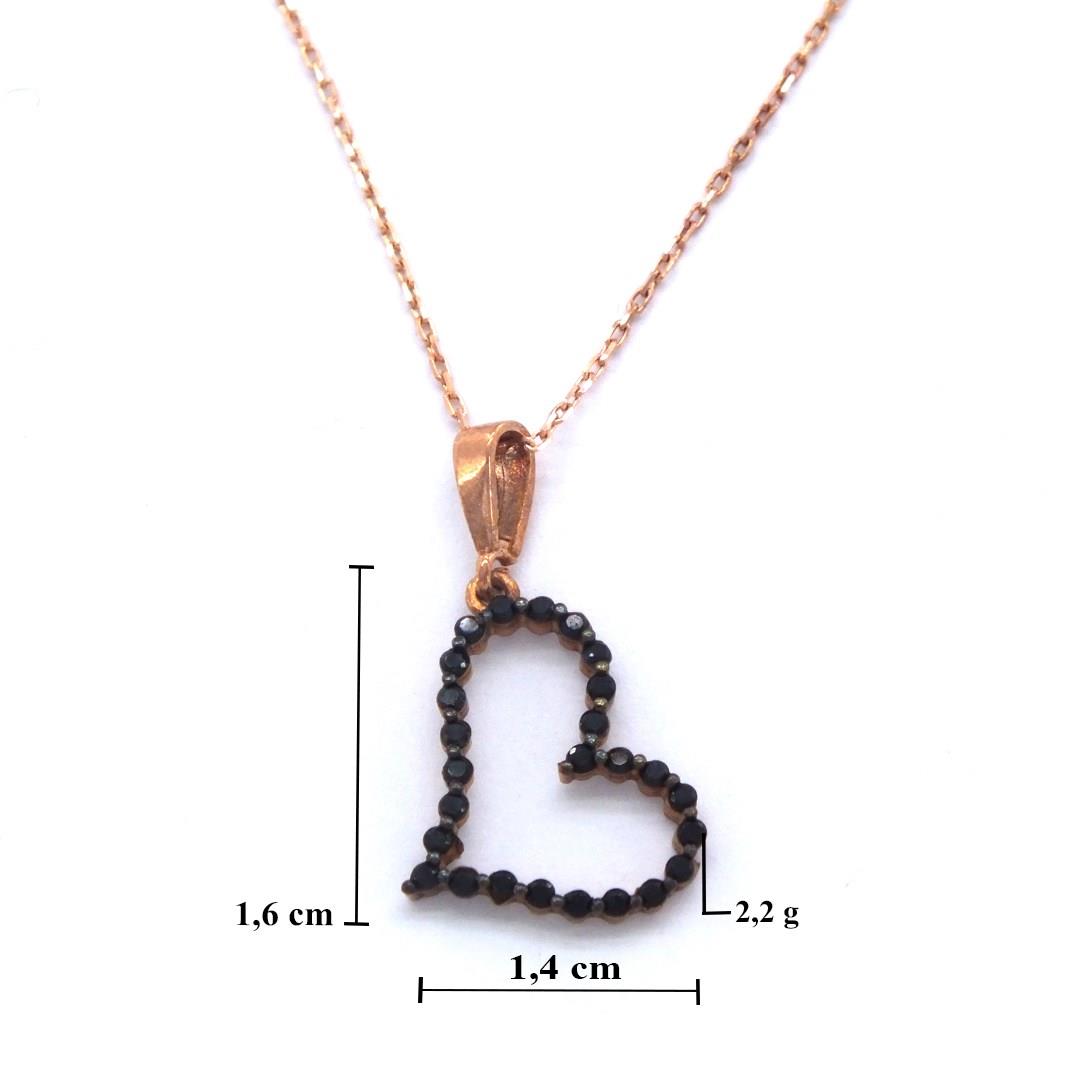 Kalpli Zirkon Taşlı Rose Gümüş Kolye GK-191