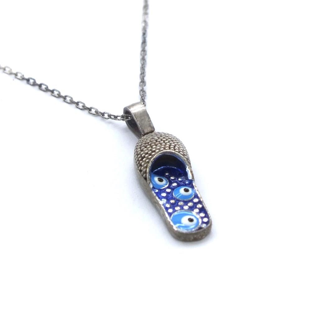 Nazar Boncuğu Motifli Gümüş Kolye GK-165