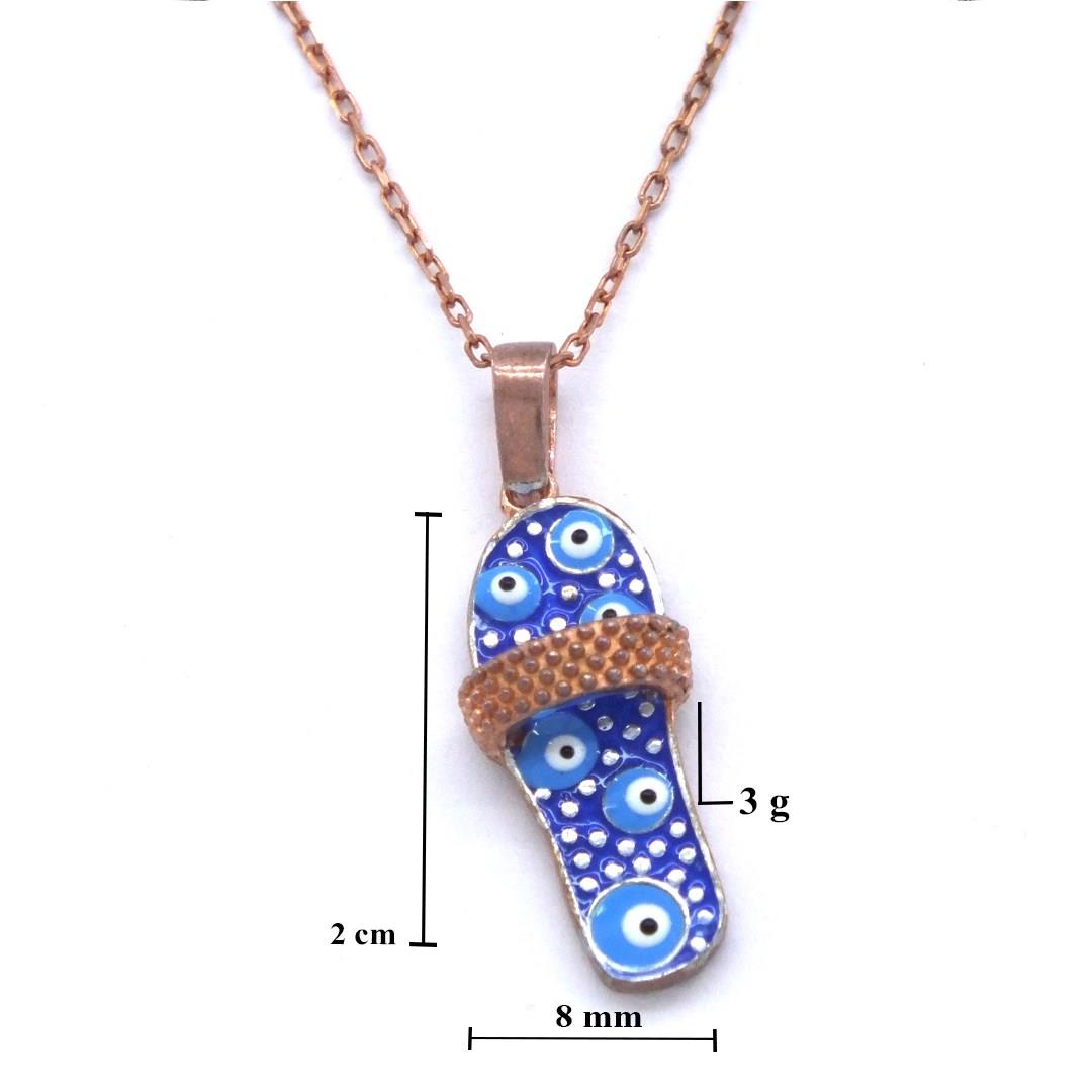 Nazar Boncuğu Motifli Rose Gümüş Kolye GK-164