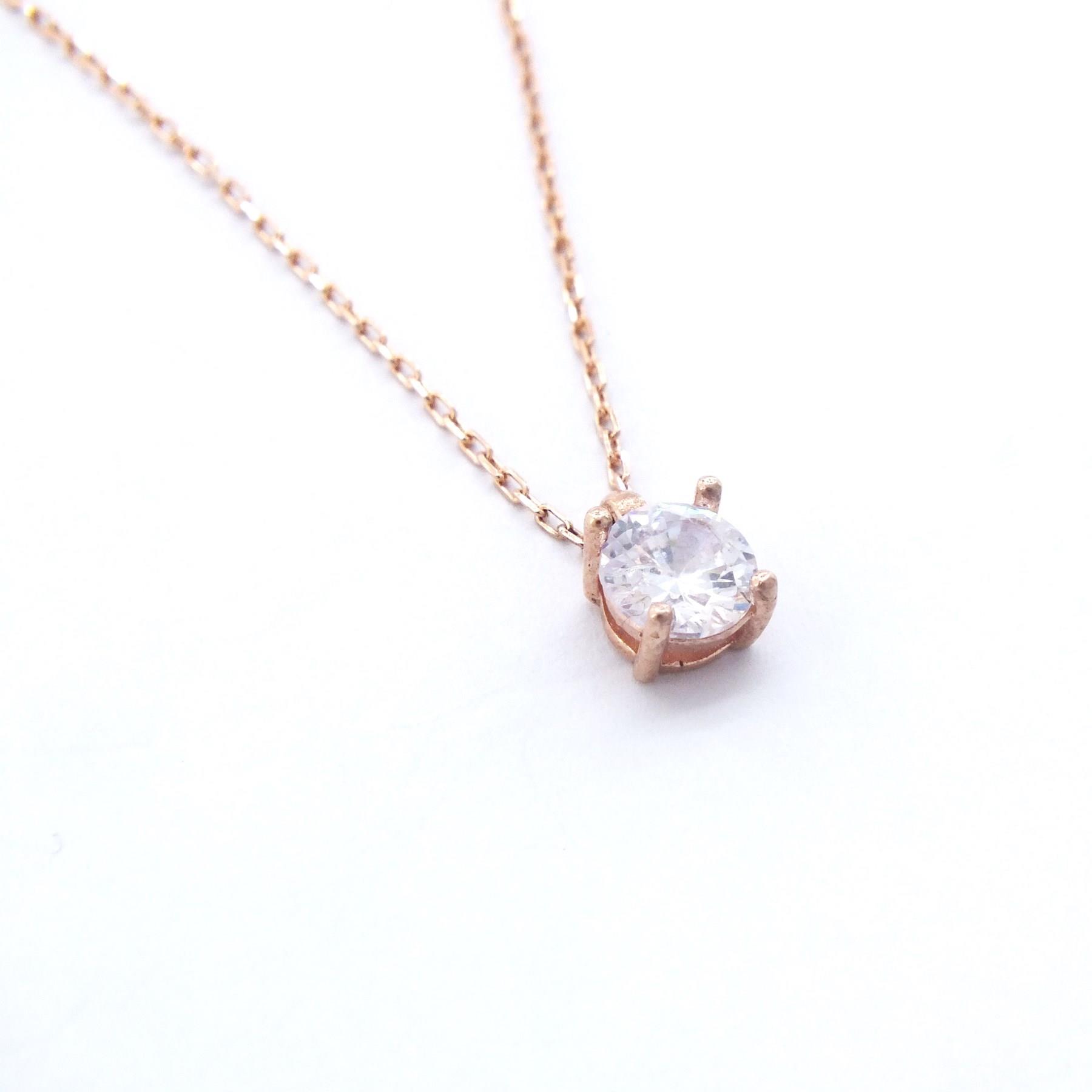 Rose Zirkon Taşlı Gümüş Kolye GK-330