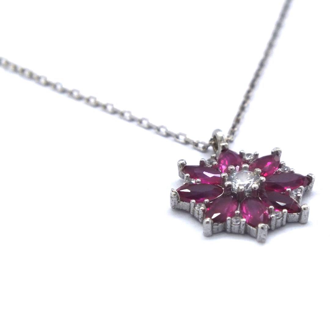 Zirkon Taşlı Mor Çiçek Gümüş Kolye GK-215