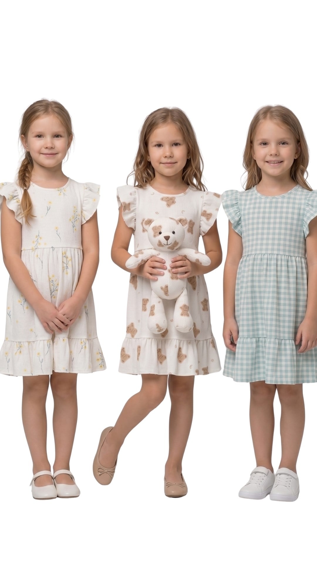 3 LÜ SET Kız Çocuk Elbise 3 ADET YENİ SEZON YAZLIK 