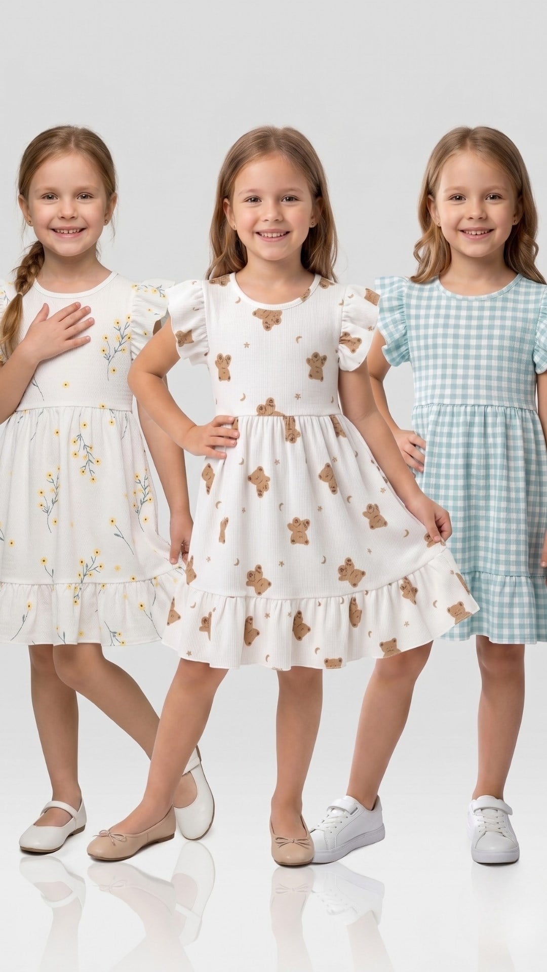 3 LÜ SET Kız Çocuk Elbise 3 ADET YENİ SEZON YAZLIK 