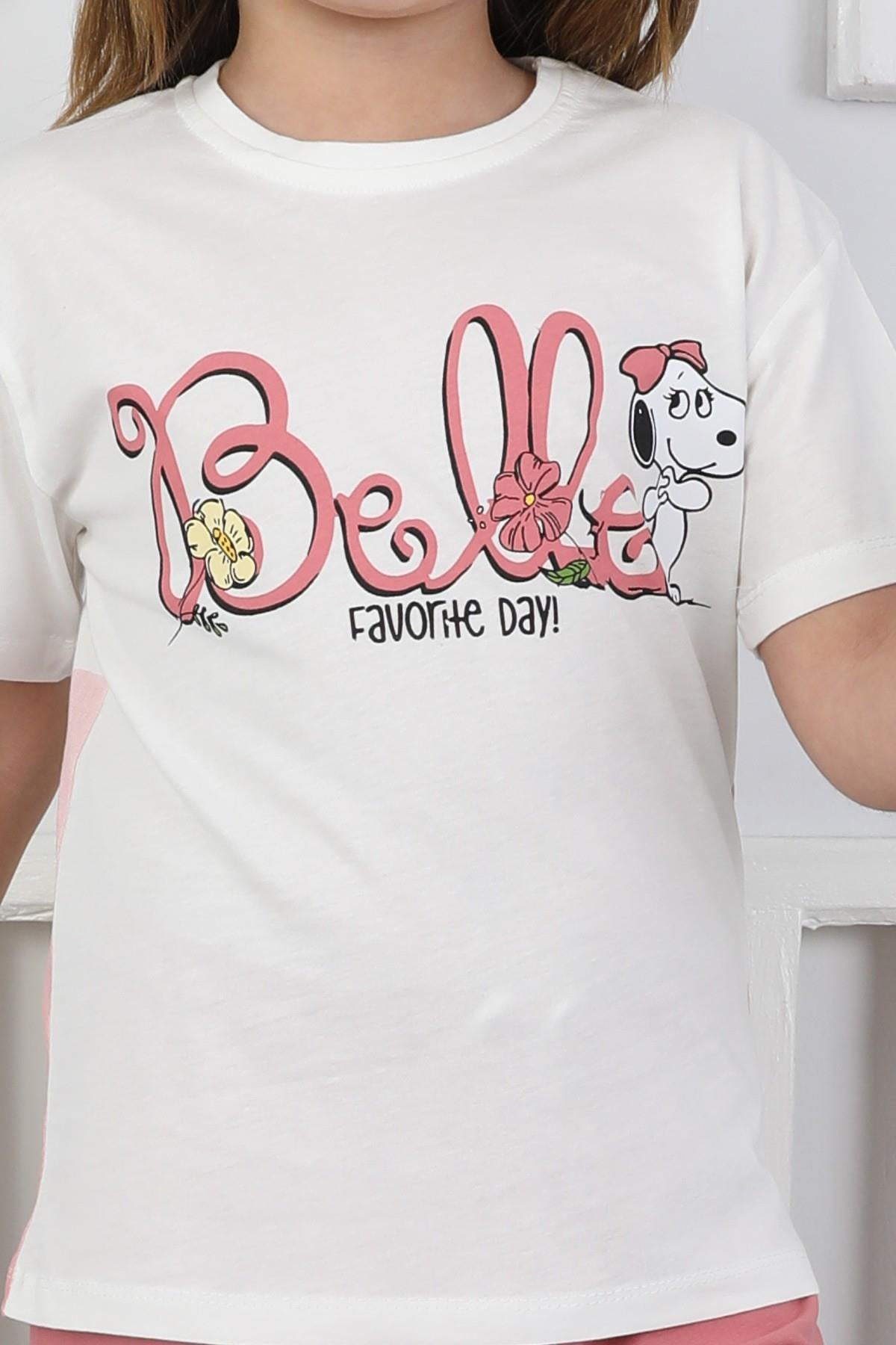 Belle Baskı Kız Çocuk Şortlu Takım