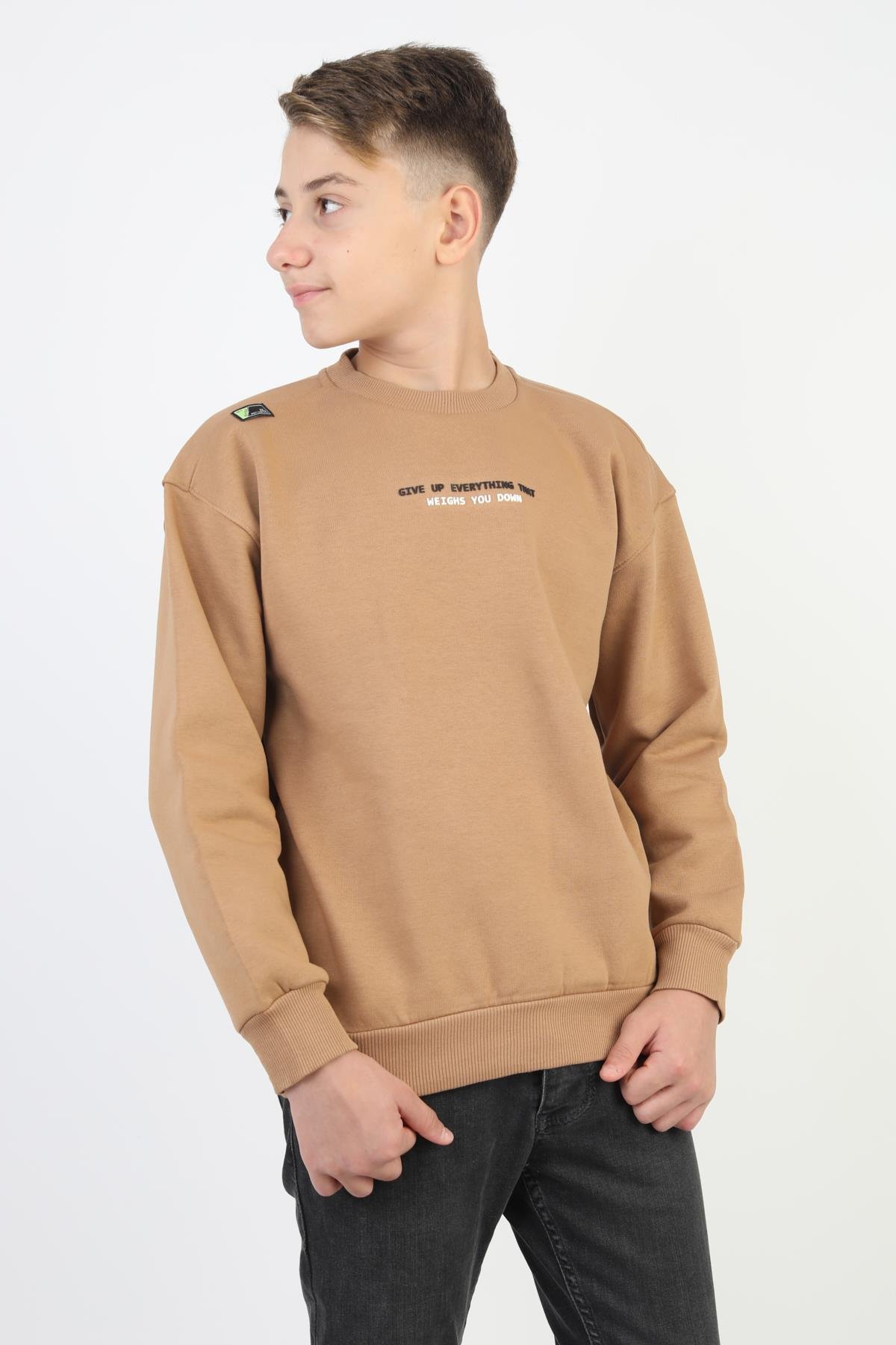 Bisiklet Yaka Baskı Detaylı Erkek Çocuk Sweatshirt