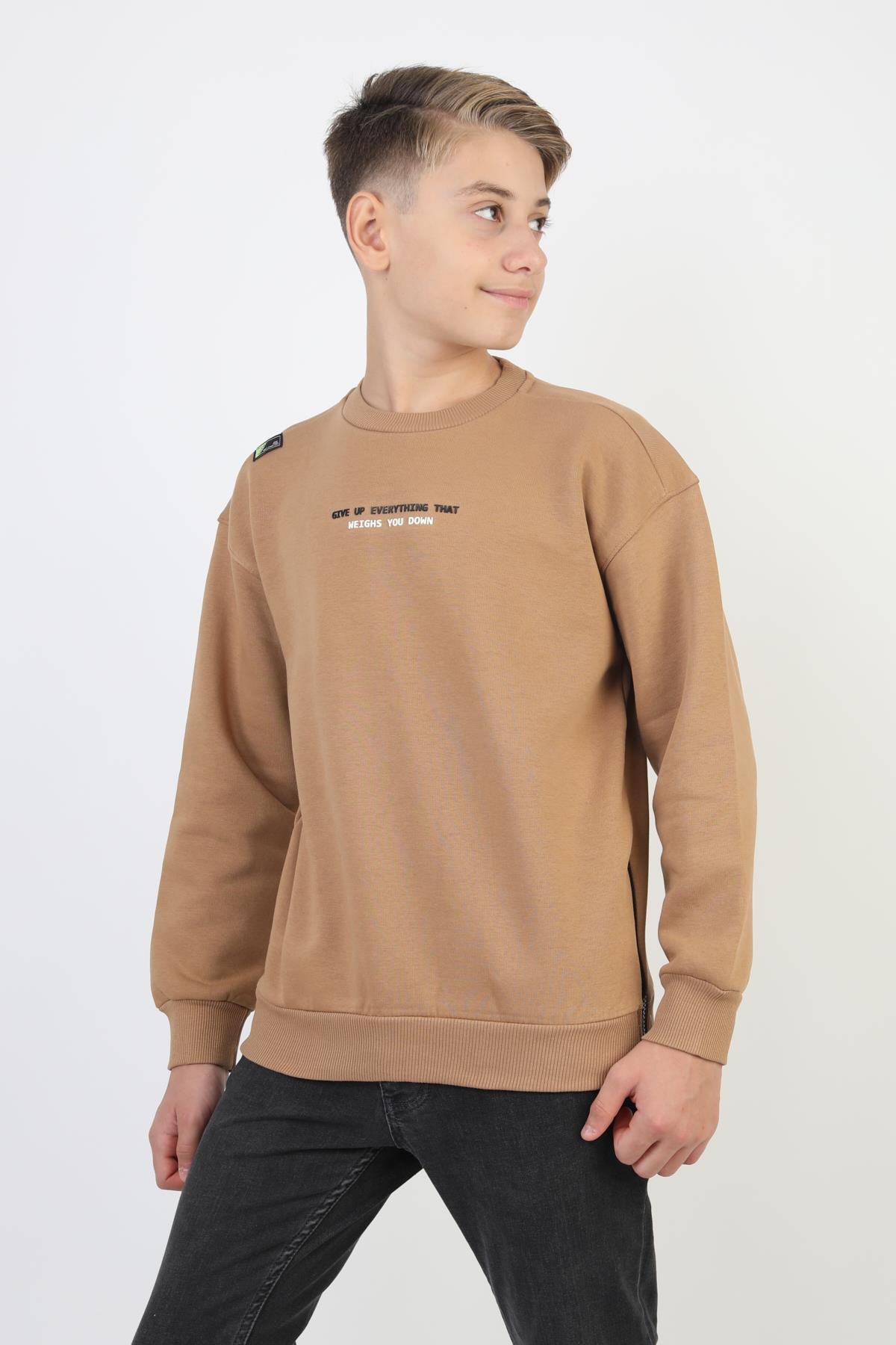 Bisiklet Yaka Baskı Detaylı Erkek Çocuk Sweatshirt