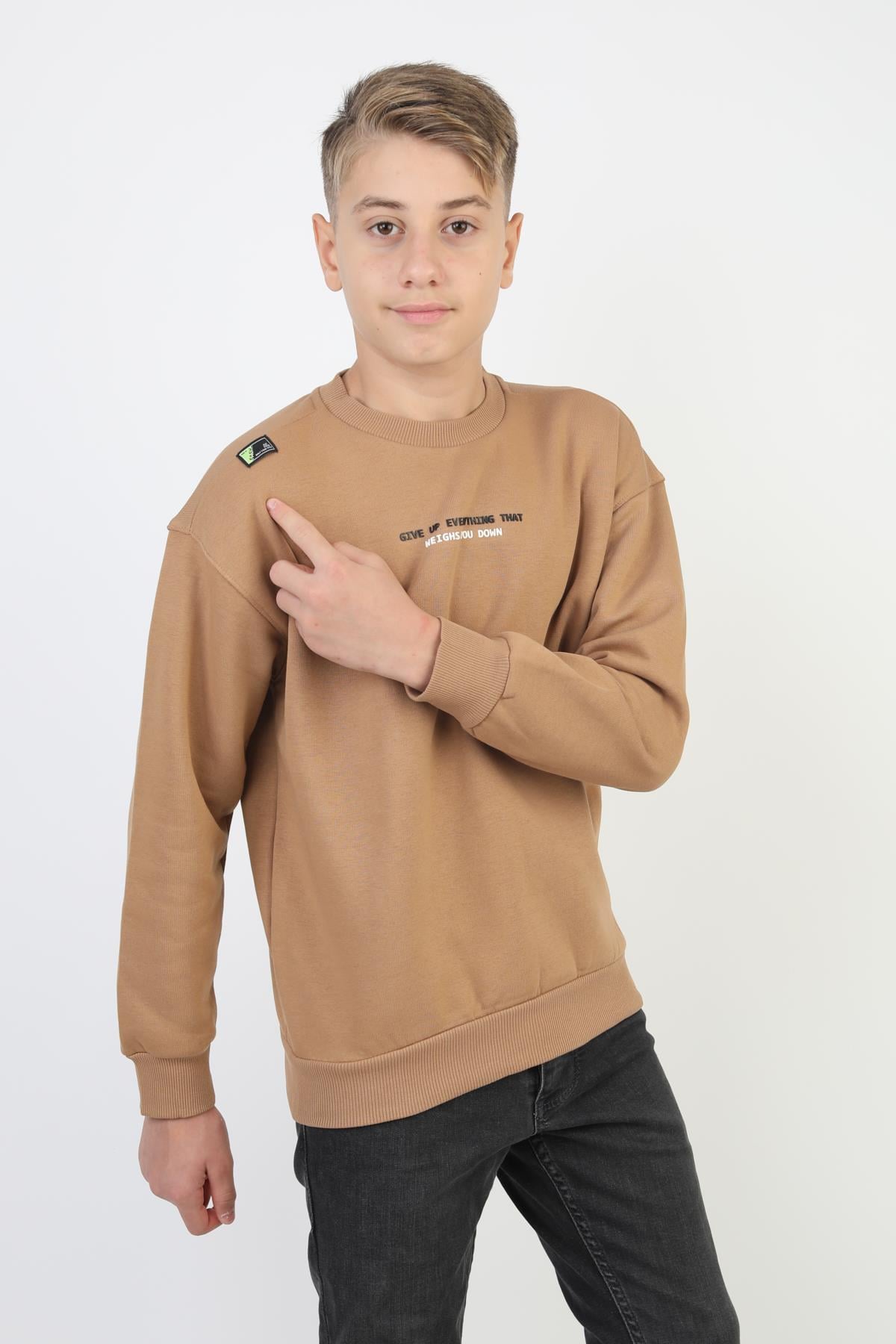 Bisiklet Yaka Baskı Detaylı Erkek Çocuk Sweatshirt