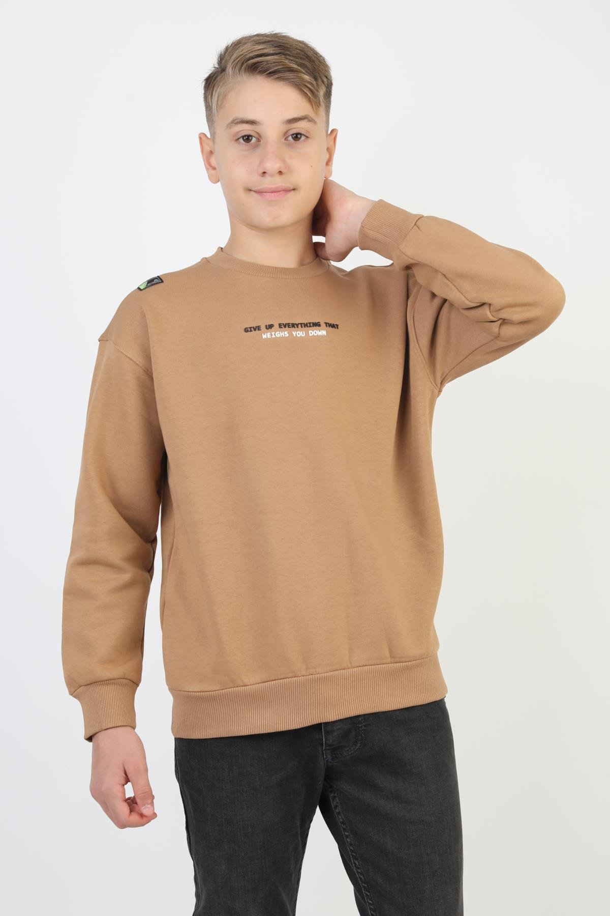 Bisiklet Yaka Baskı Detaylı Erkek Çocuk Sweatshirt