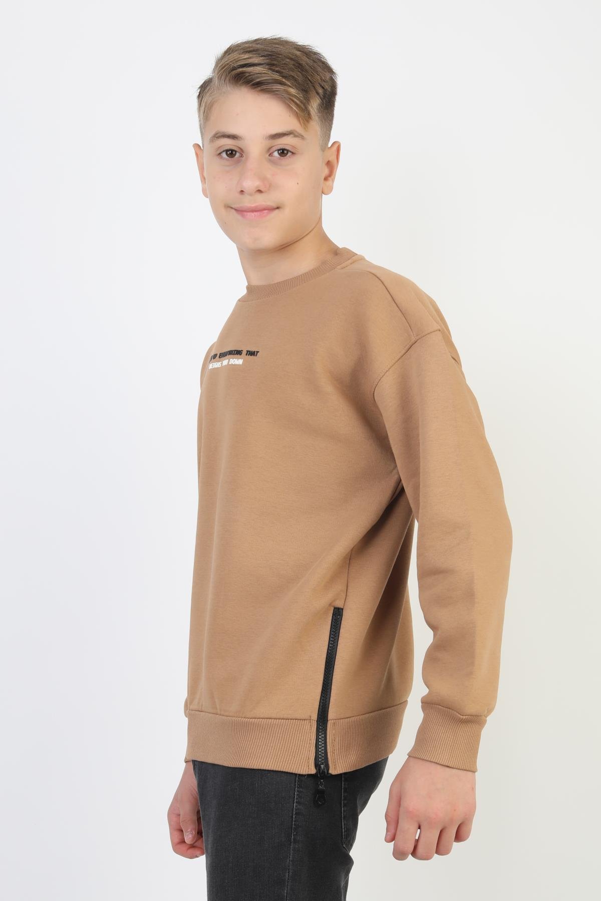 Bisiklet Yaka Baskı Detaylı Erkek Çocuk Sweatshirt