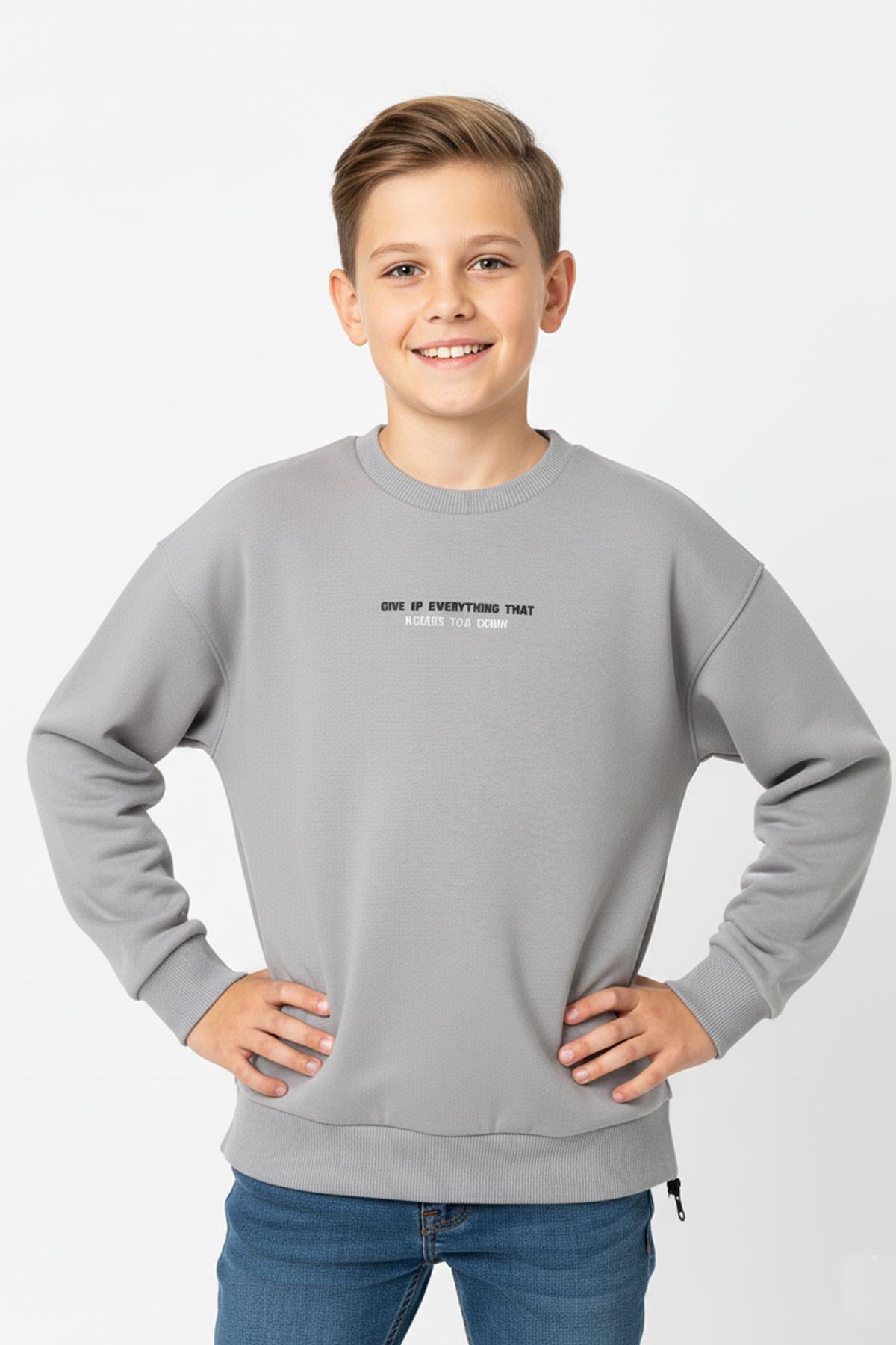 Bisiklet Yaka Baskı Detaylı Erkek Çocuk Sweatshirt