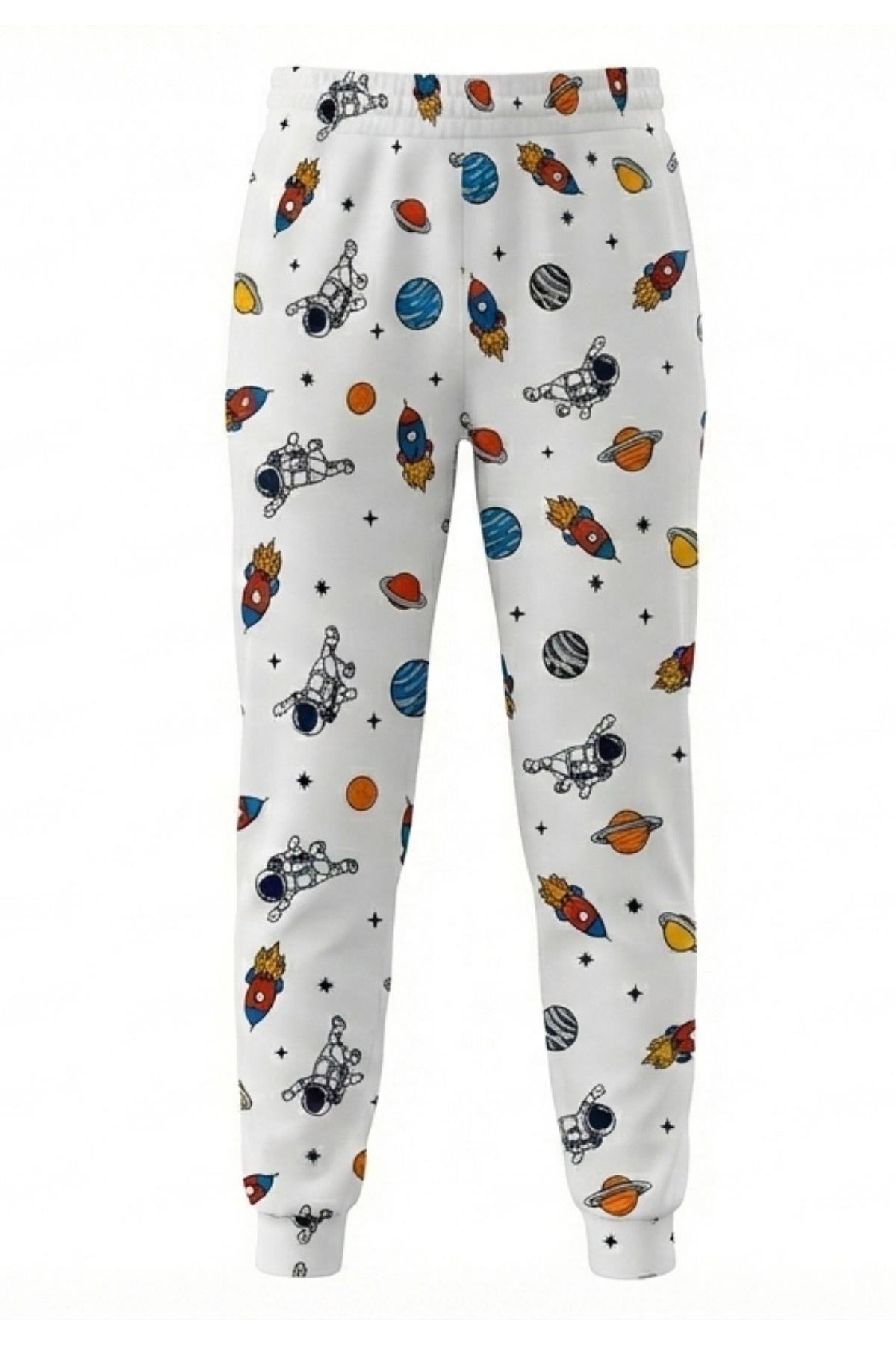 Erkek Çocuk Uzay Desenli Pamuklu Mevsimlik Pijama Takımı