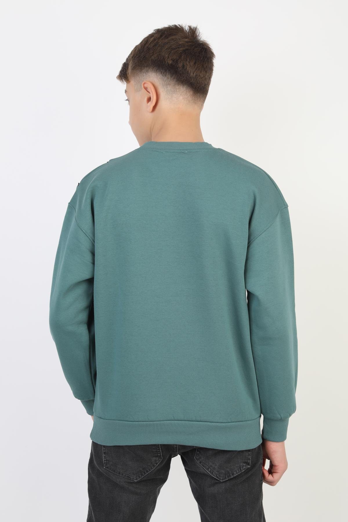Fermuarlı Respect Baskılı Siyah Erkek Çocuk Sweatshirt