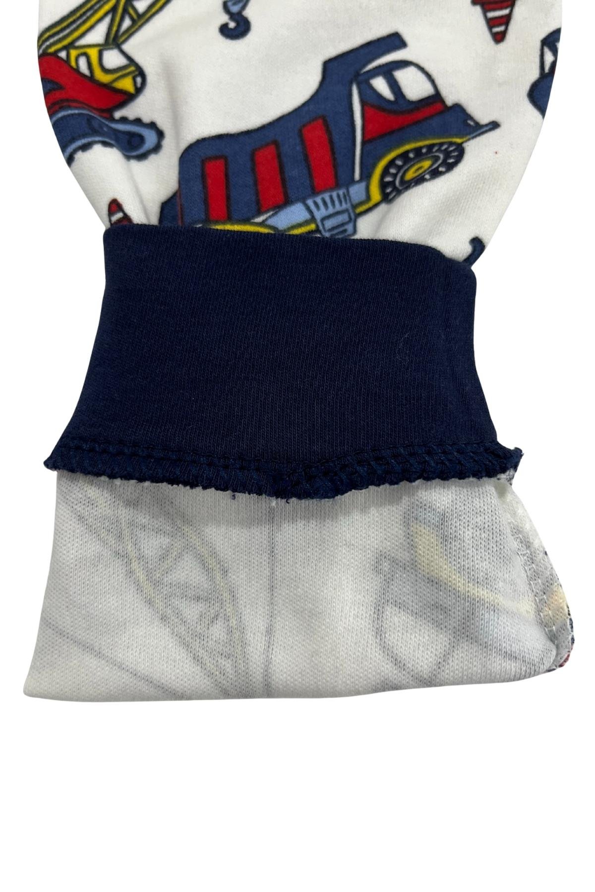 İş Makinesi Baskılı Uzun Kollu Mevsimlik Erkek Çocuk Pamuk Pijama Takımı