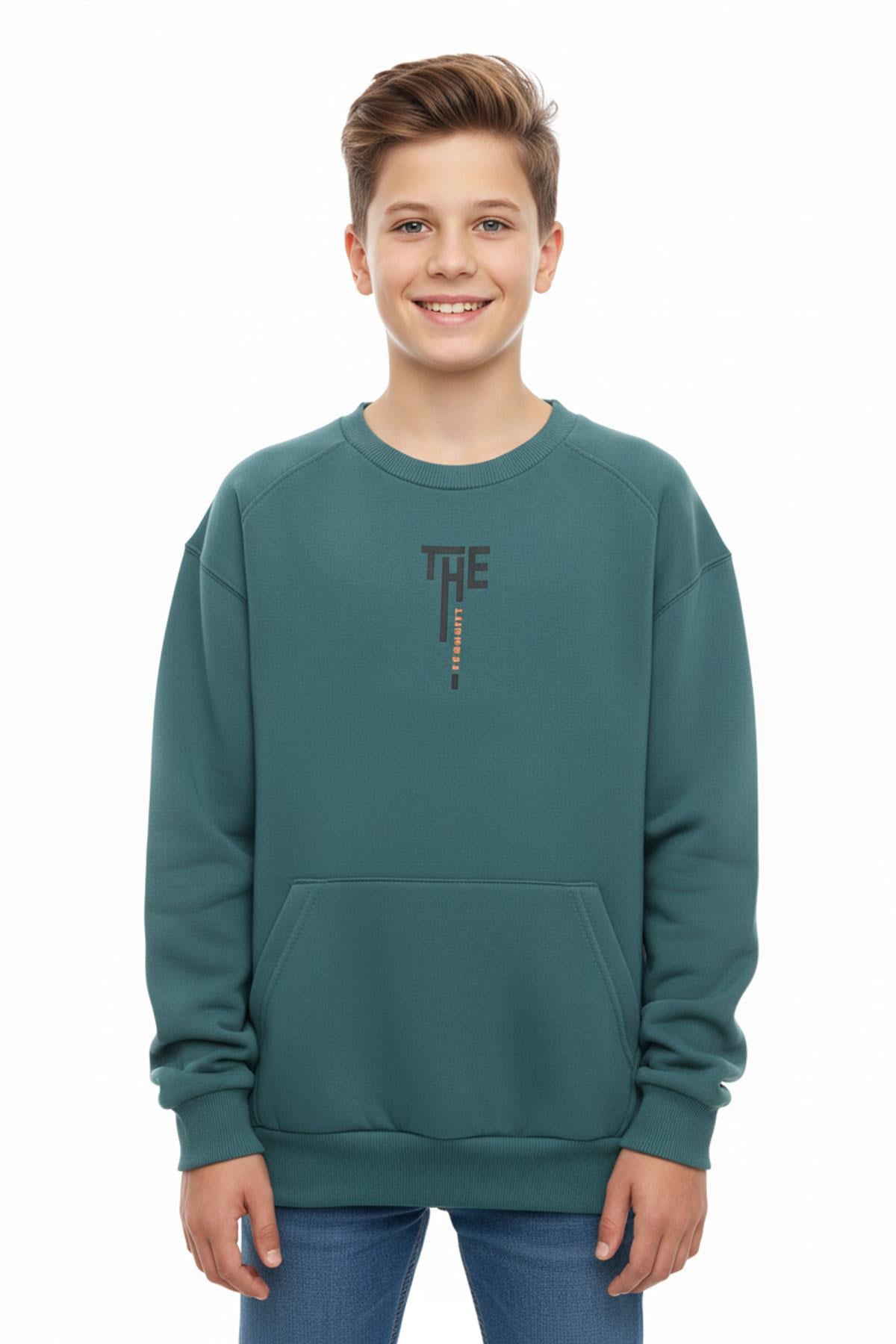 Kanguru Cepli Bisiklet Yaka Erkek Çocuk Sweatshirt
