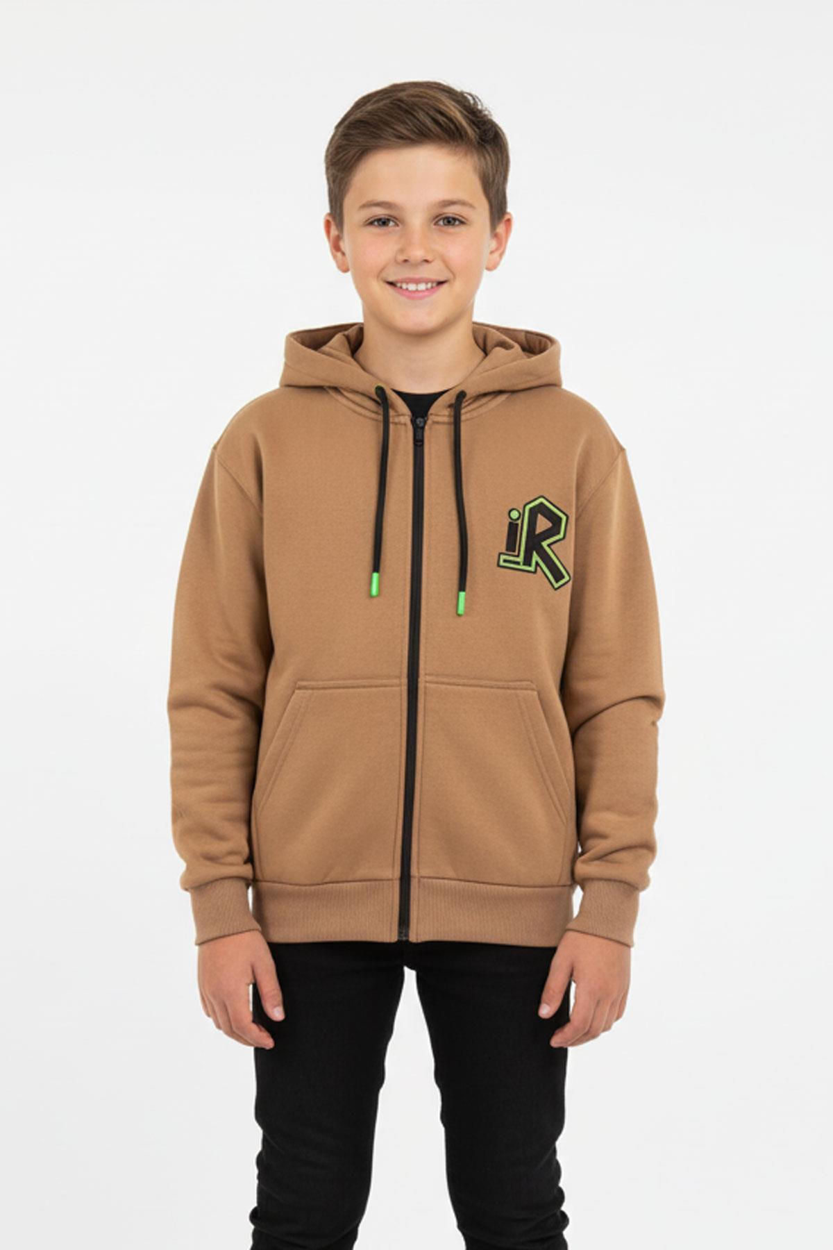 Kapşonlu Fermuarlı Kanguru Cepli Erkek Çocuk Sweatshirt