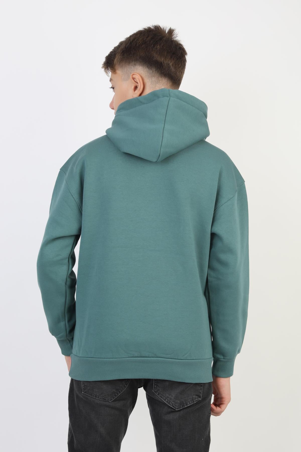 Kapşonlu Kanguru Cepli Detaylı Erkek Çocuk Sweatshirt