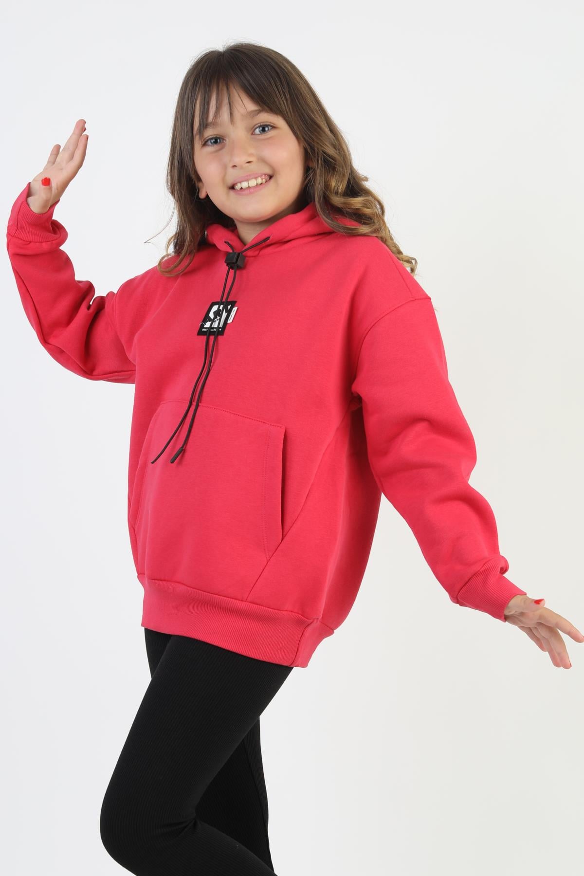 Kapşonlu Kanguru Cepli Kız Çocuk Sweatshirt