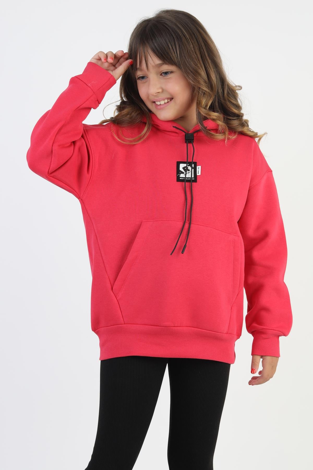Kapşonlu Kanguru Cepli Kız Çocuk Sweatshirt
