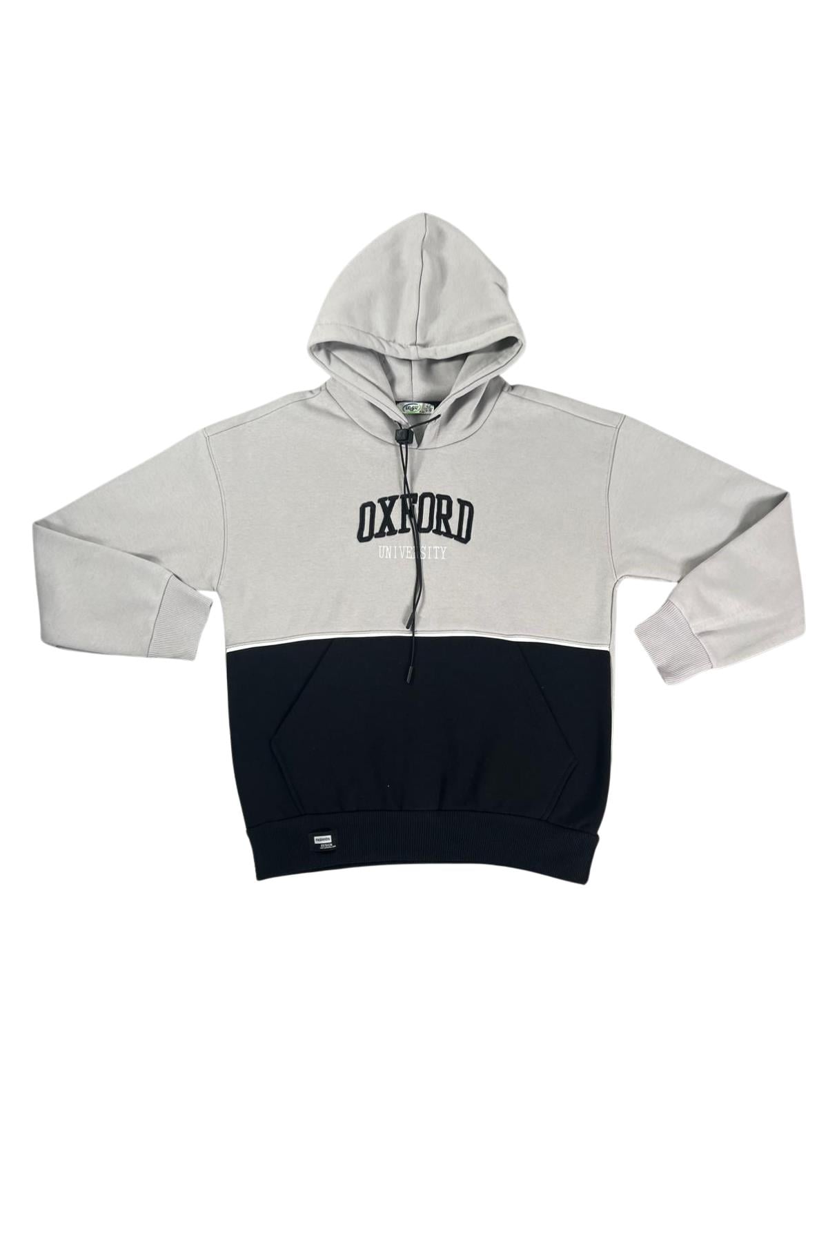 Kapşonlu Oxford Baskılı Kanguru Cepli Kız Çocuk Sweatshirt