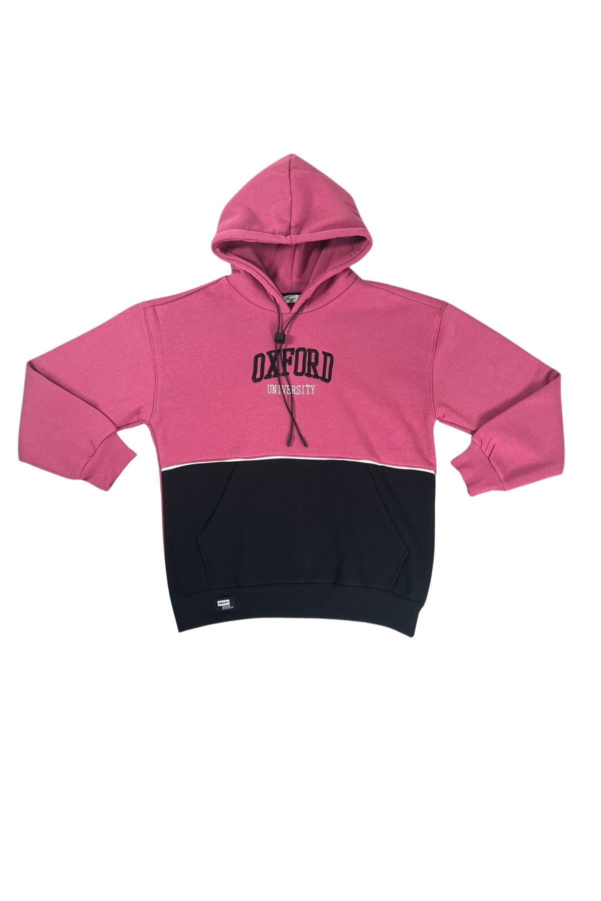 Kapşonlu Oxford Baskılı Kanguru Cepli Kız Çocuk Sweatshirt