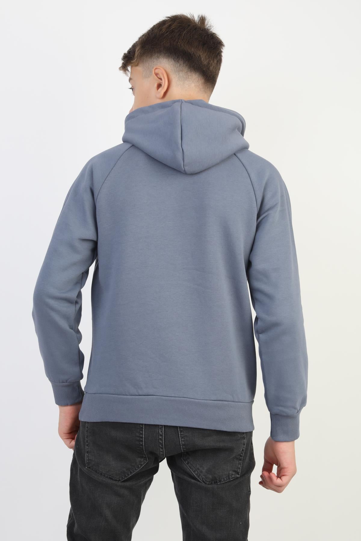 Kapüşonlu Fermuarlı Cepli Erkek Çocuk Sweatshirt